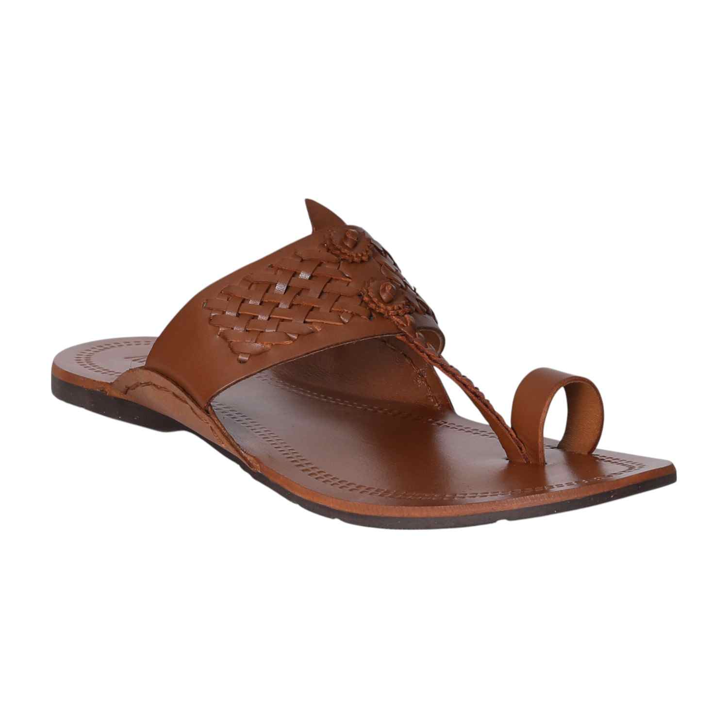 Men Rich Tan Woven Strap Sandal