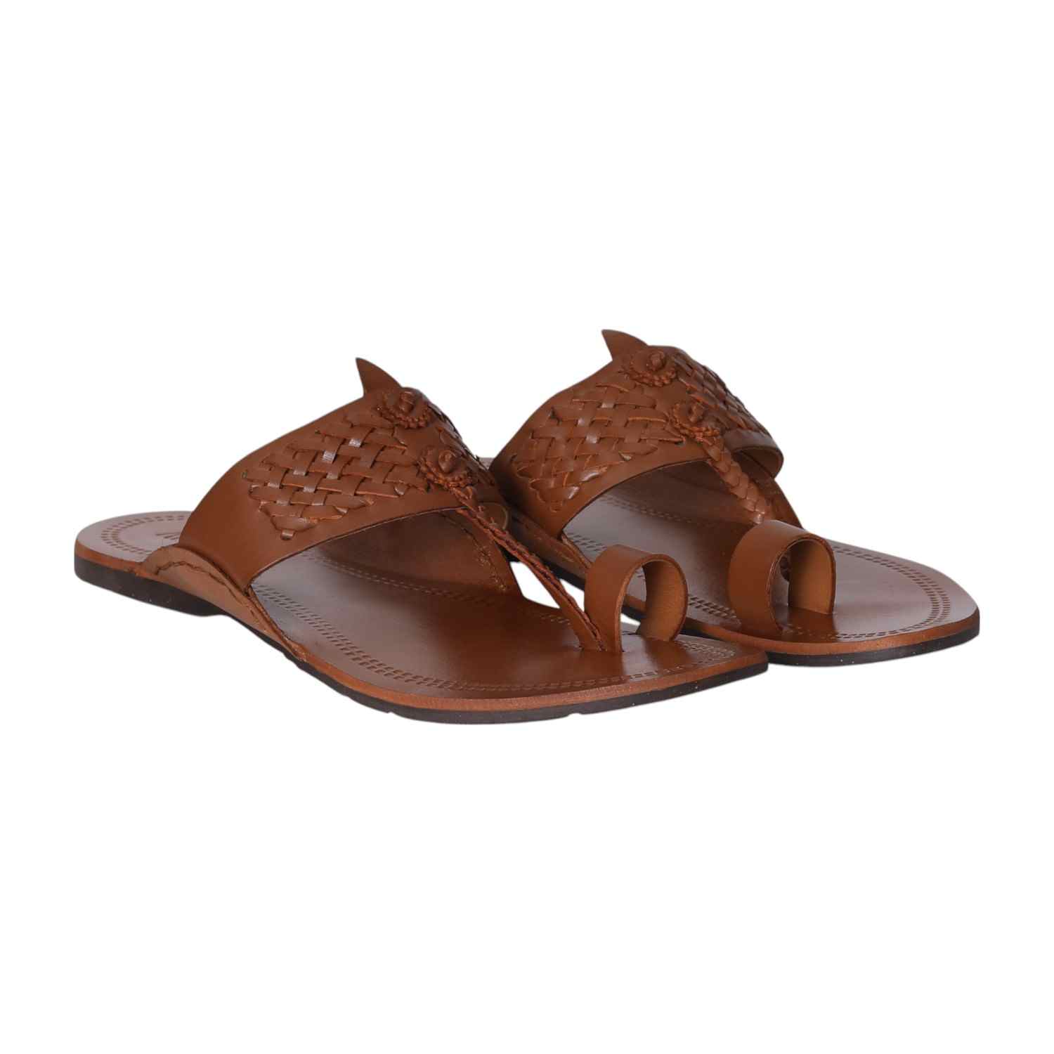 Men Rich Tan Woven Strap Sandal