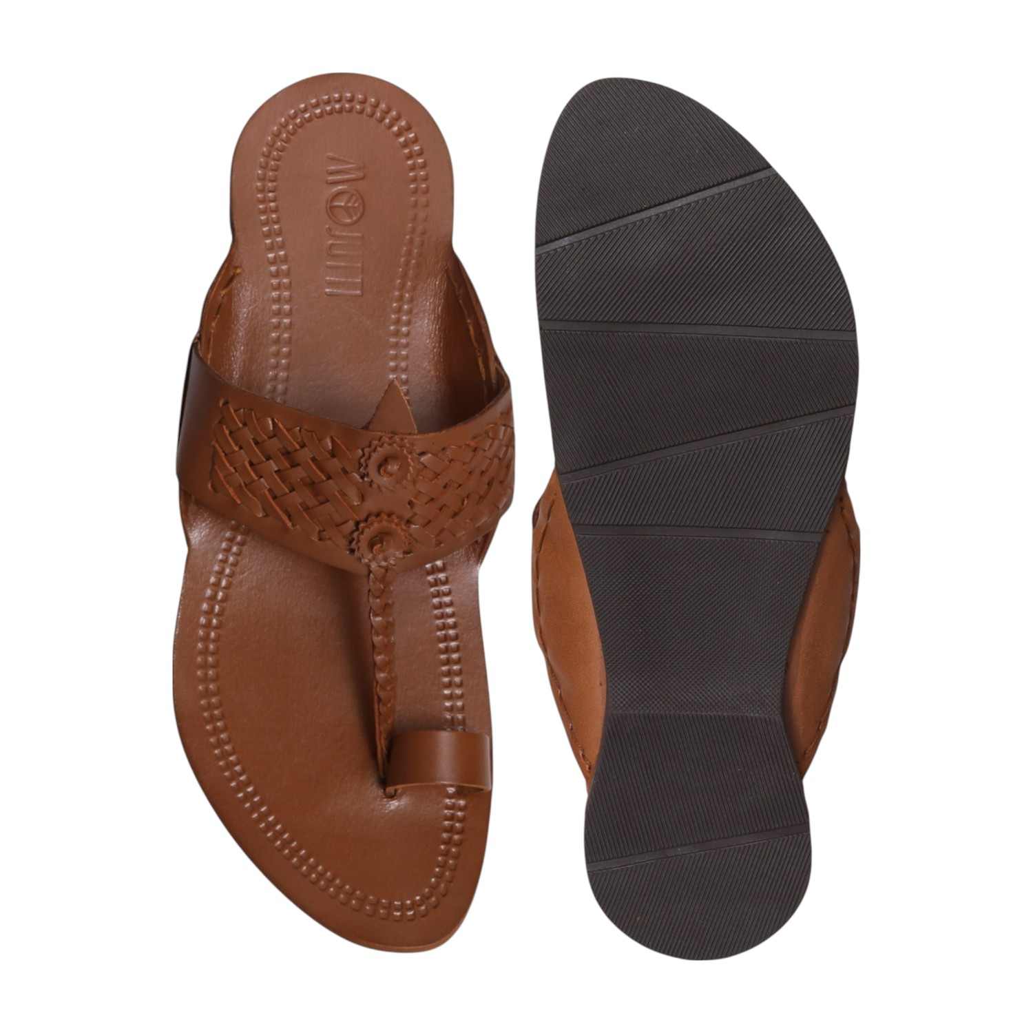Men Rich Tan Woven Strap Sandal