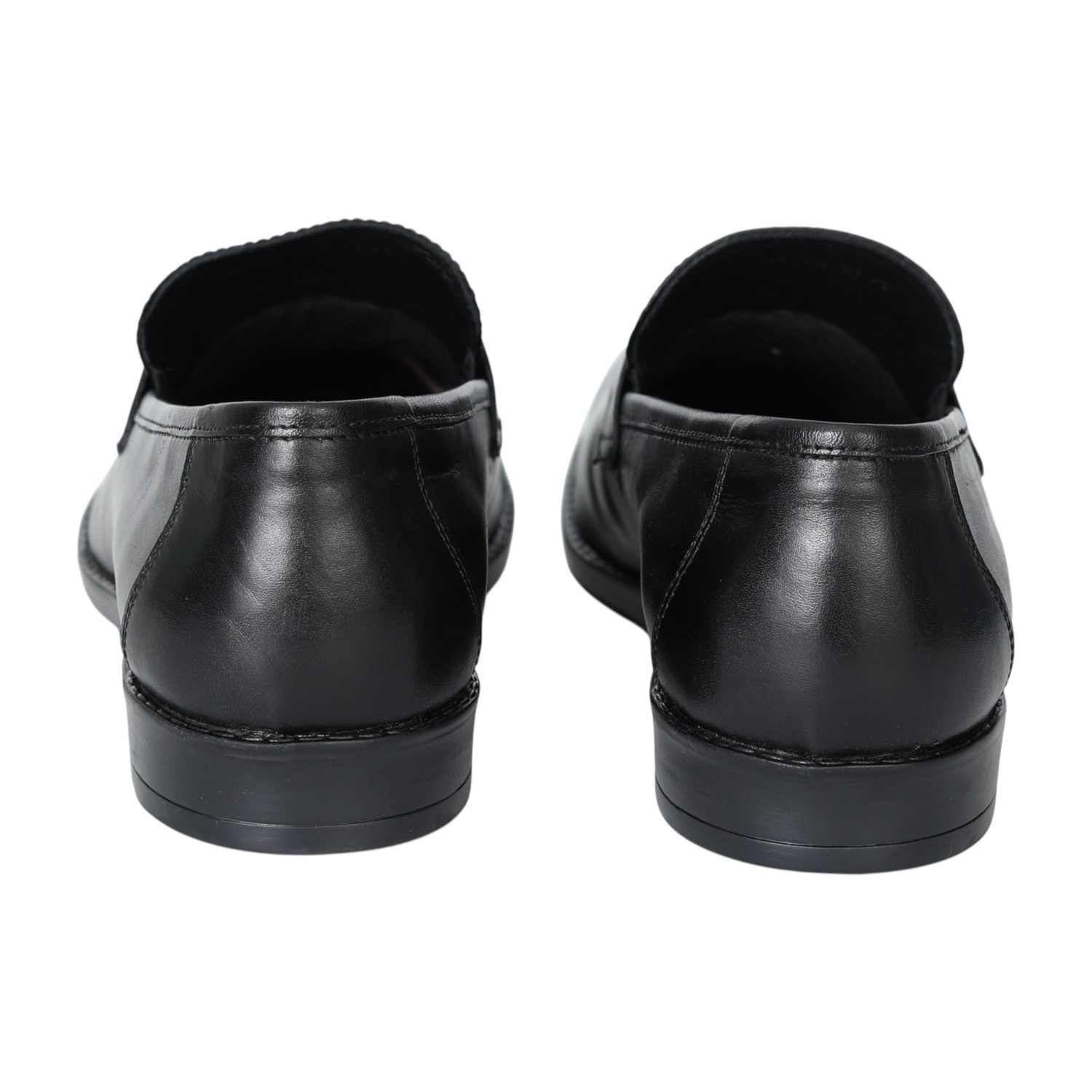 Men Black Textured Penny Loafers