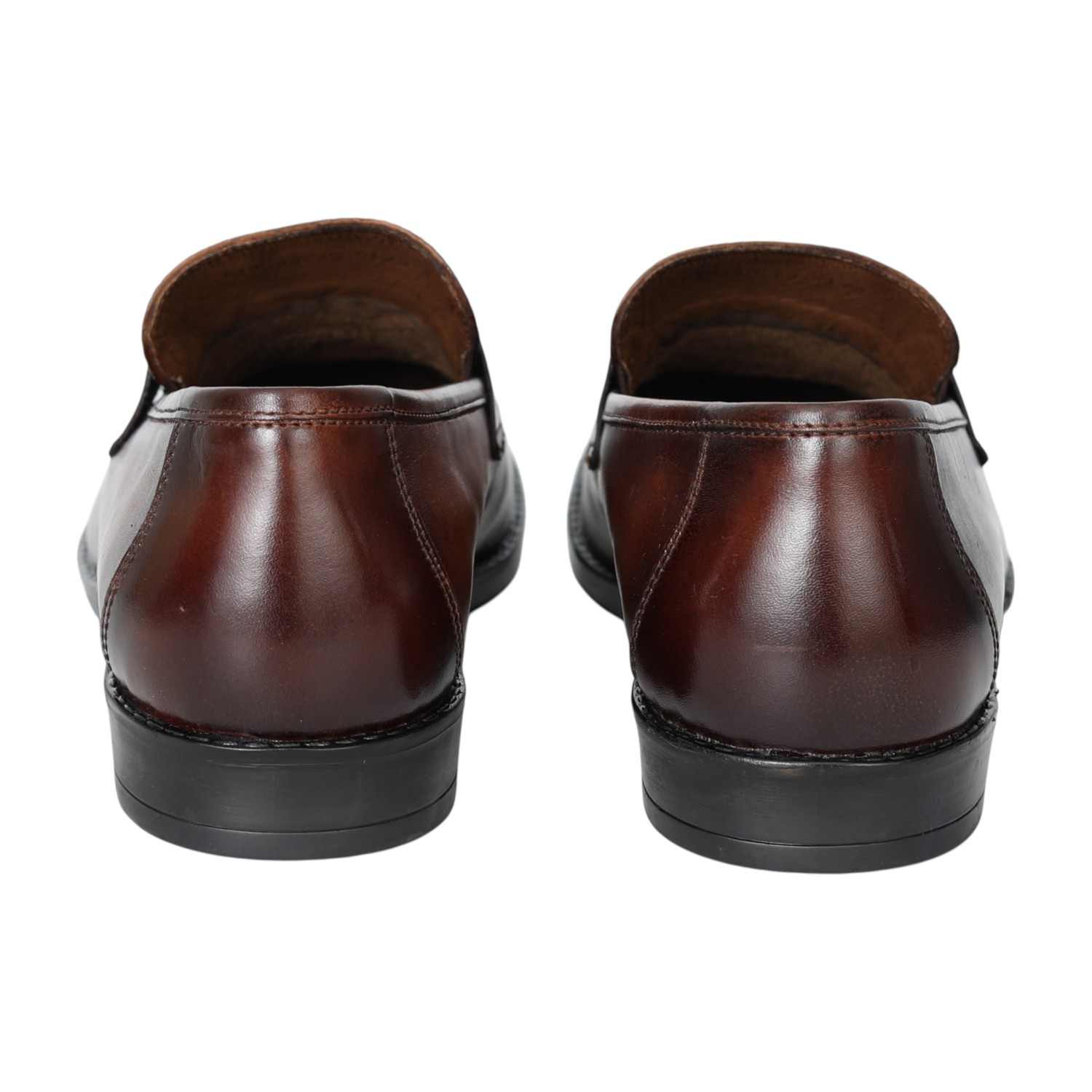 Men Tan Textured Penny Loafers