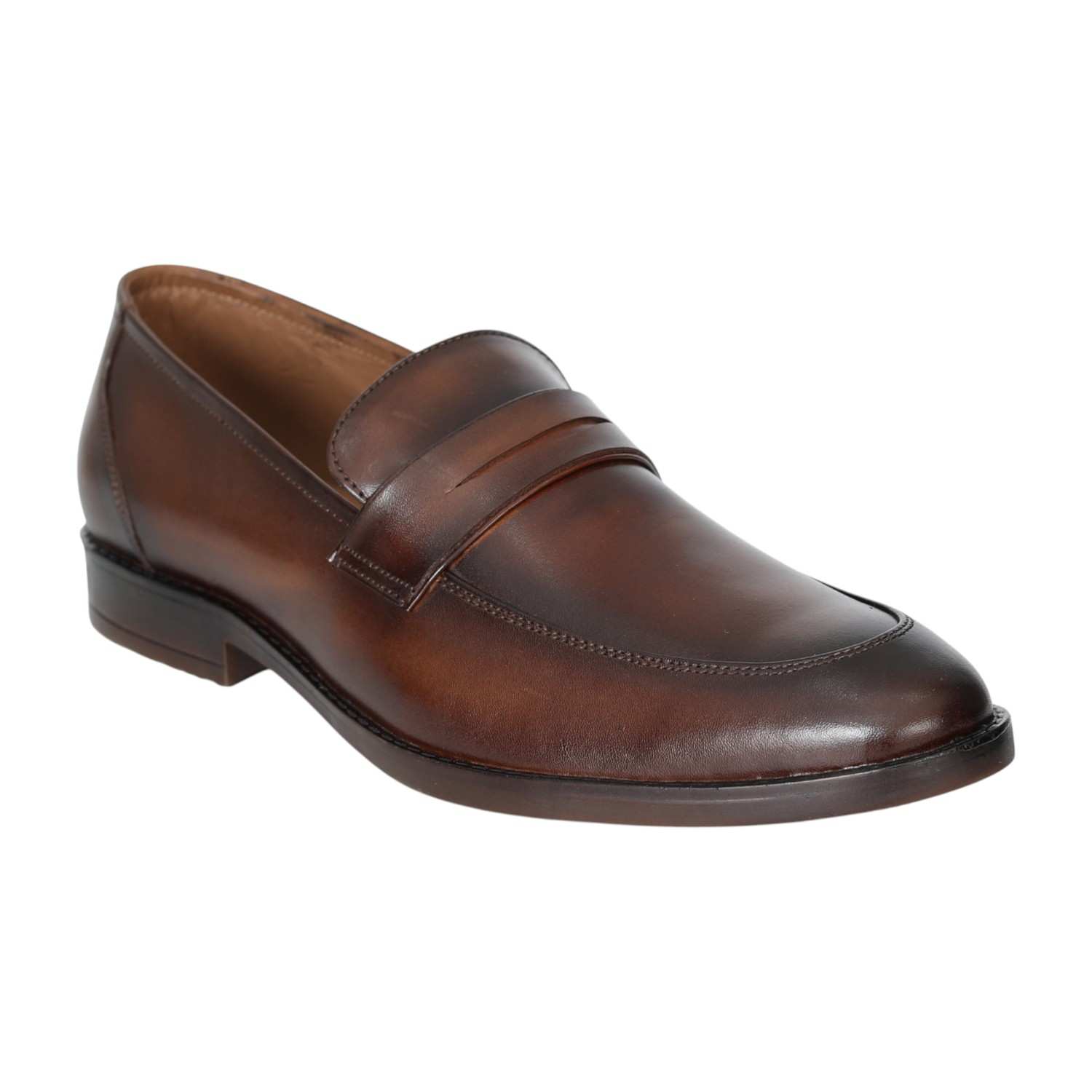 Men Tan Polished Slip-On Dress Shoes