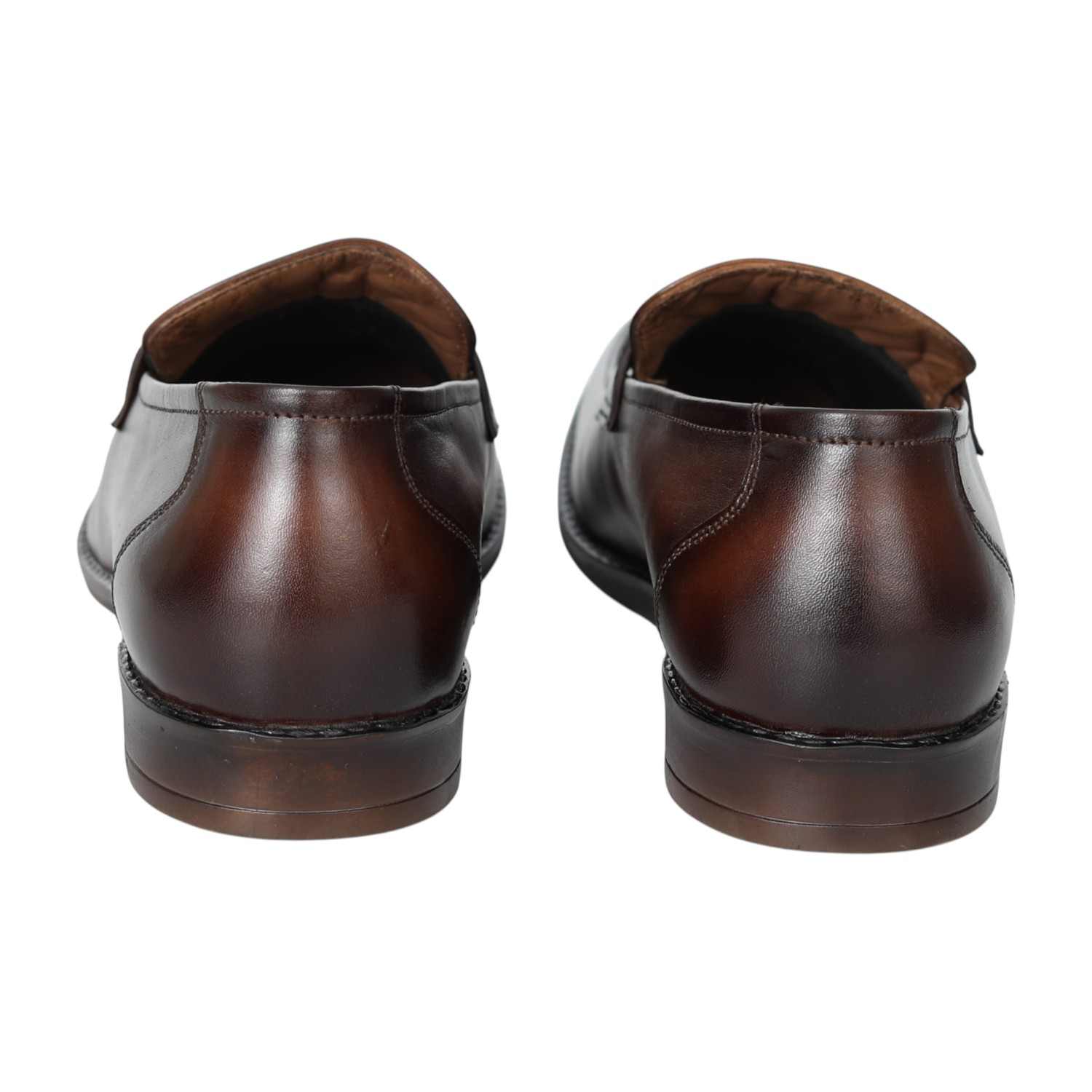 Men Tan Polished Slip-On Dress Shoes