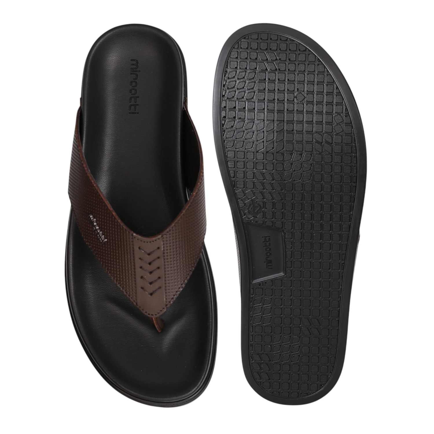 Men Brown Textured Comfort Slippers