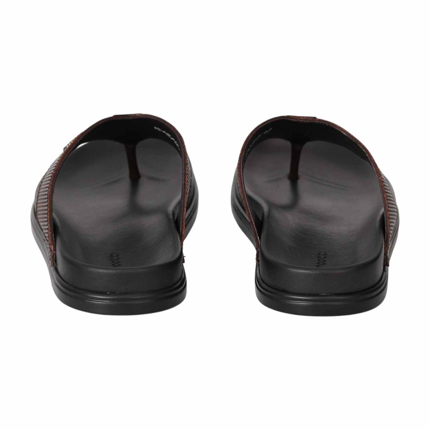 Men Brown Textured Comfort Slippers