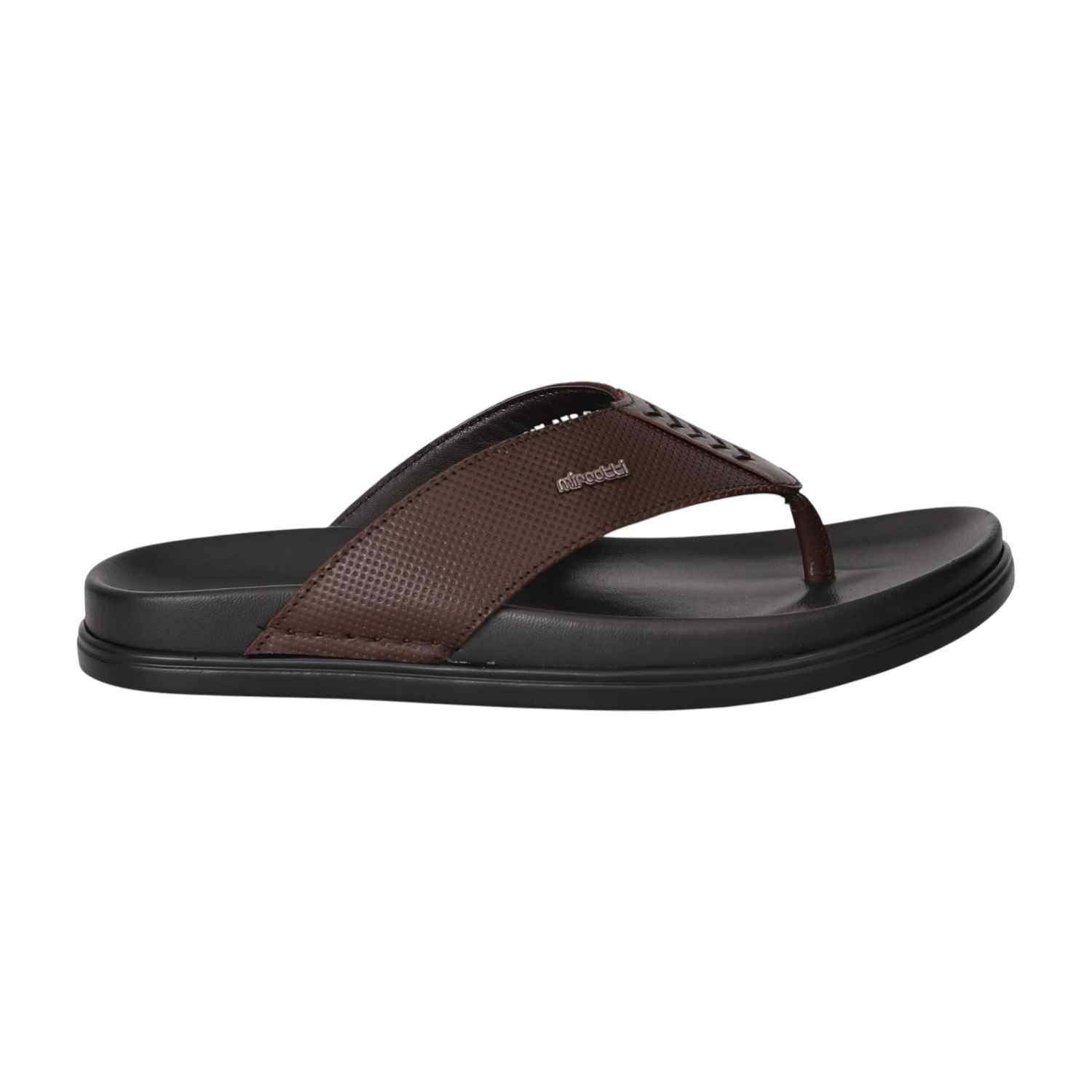 Men Brown Textured Comfort Slippers