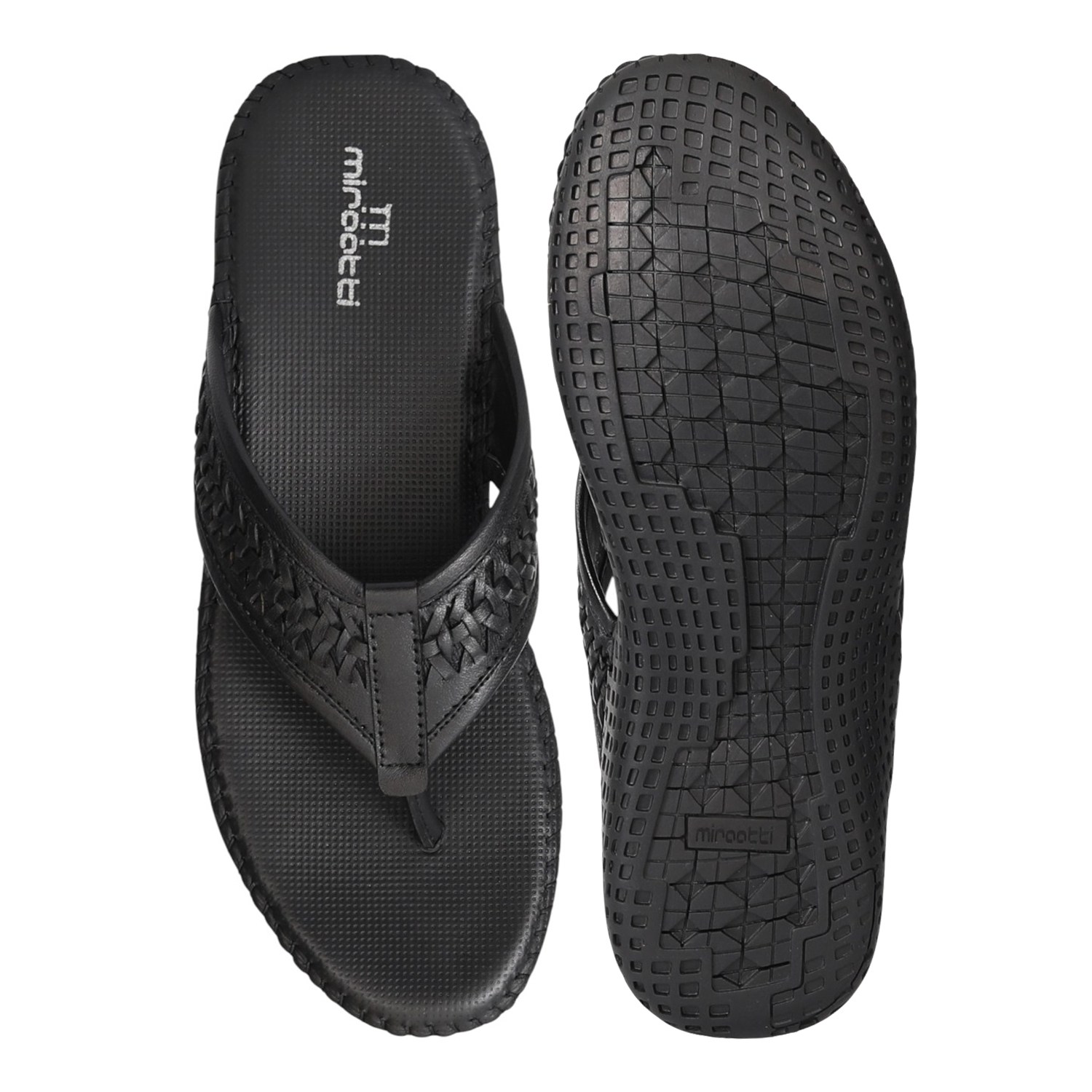 Men Black Basic Woven Chappals