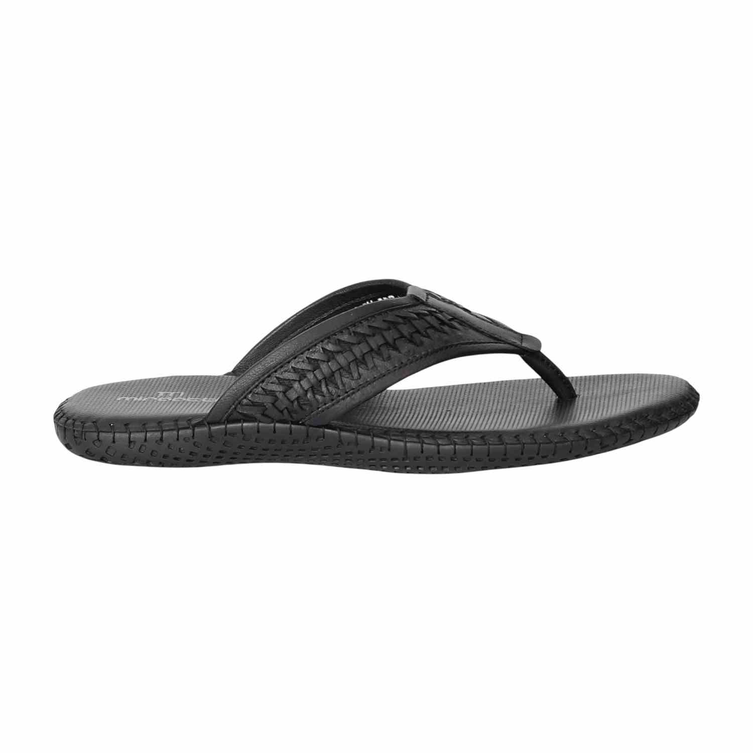 Men Black Basic Woven Chappals