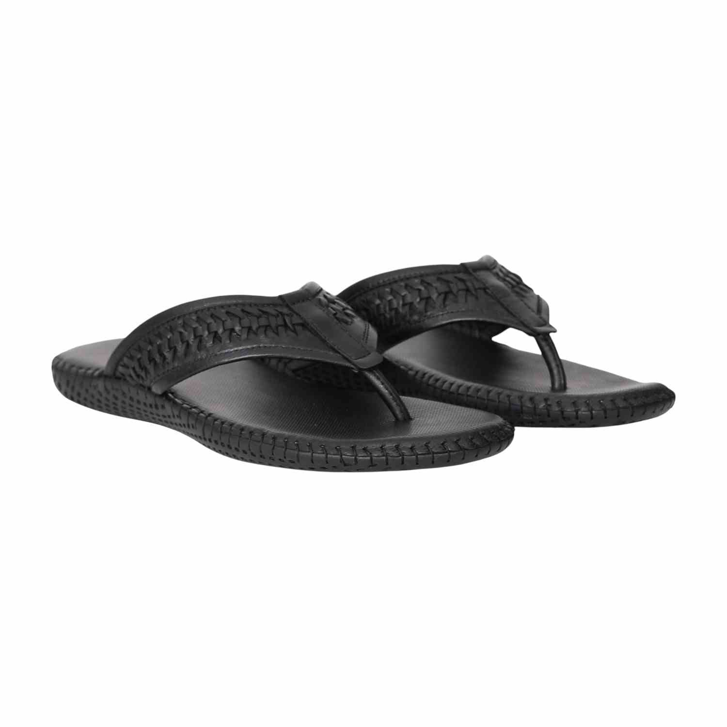 Men Black Basic Woven Chappals