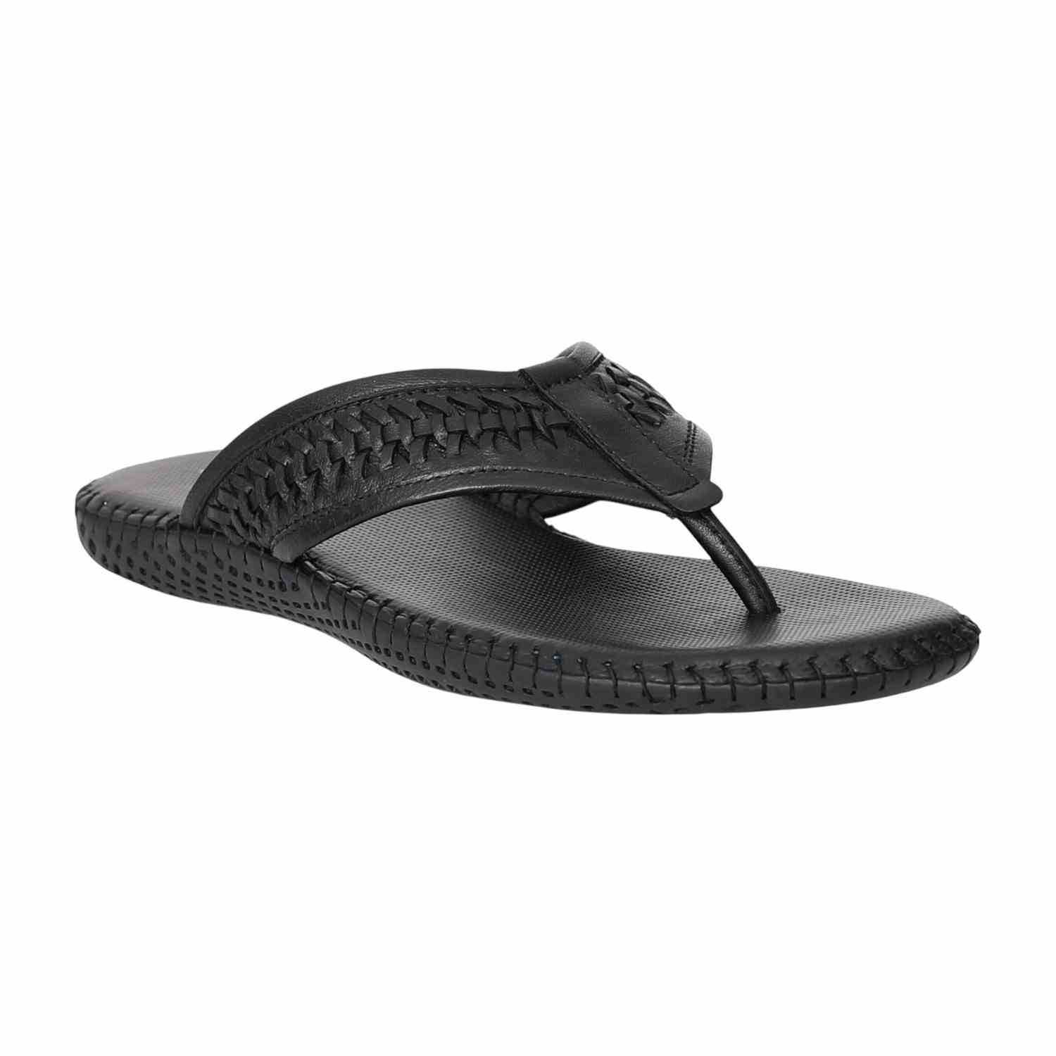 Men Black Basic Woven Chappals