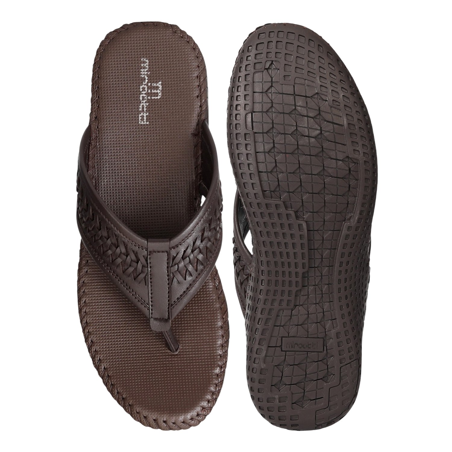 Men Brown Basic Woven Chappals
