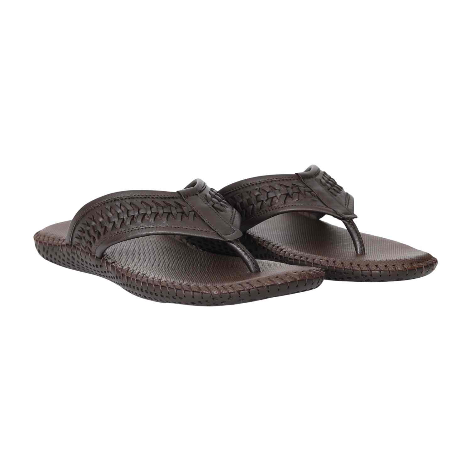 Men Brown Basic Woven Chappals