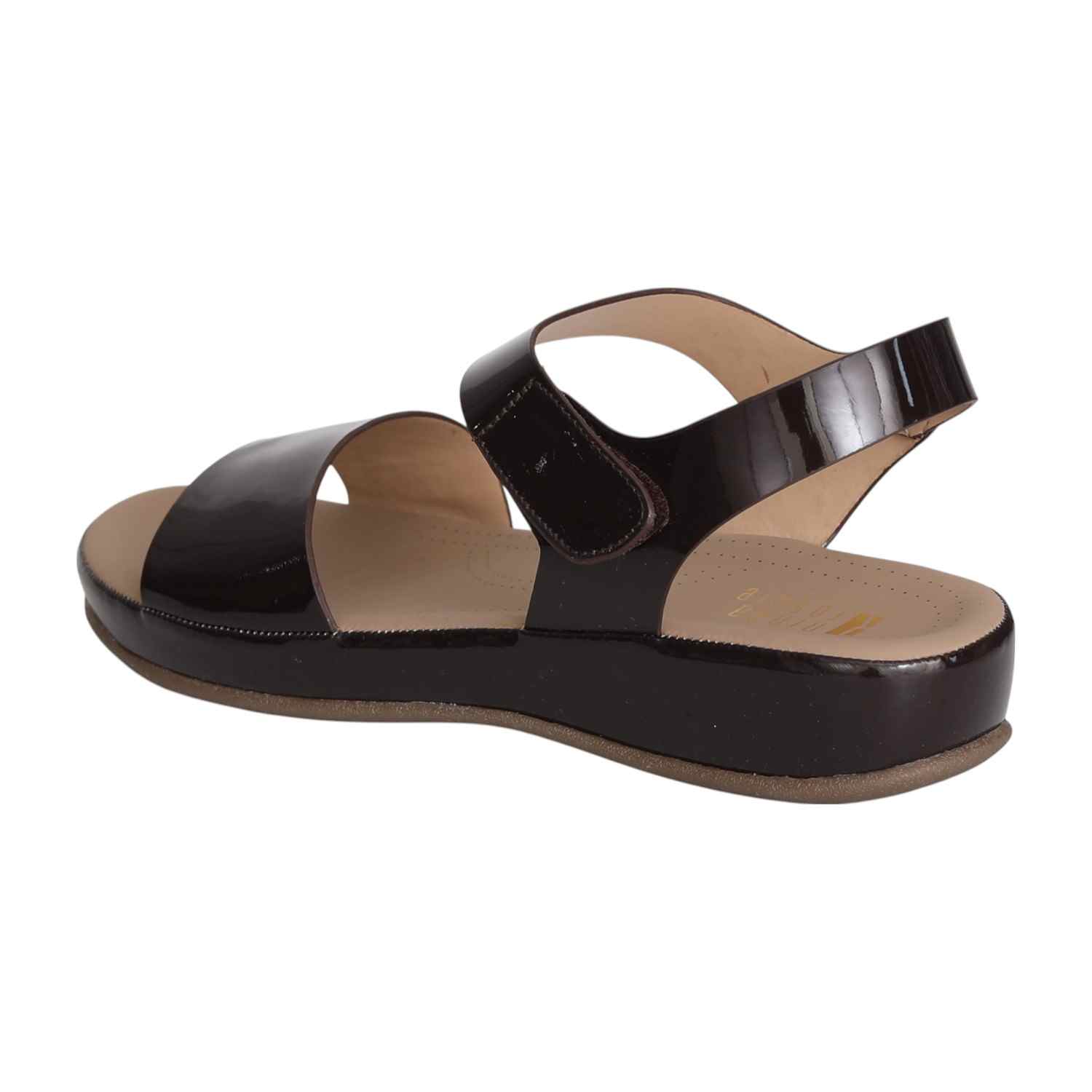 Women’s Brown Glossy Strap Sandals