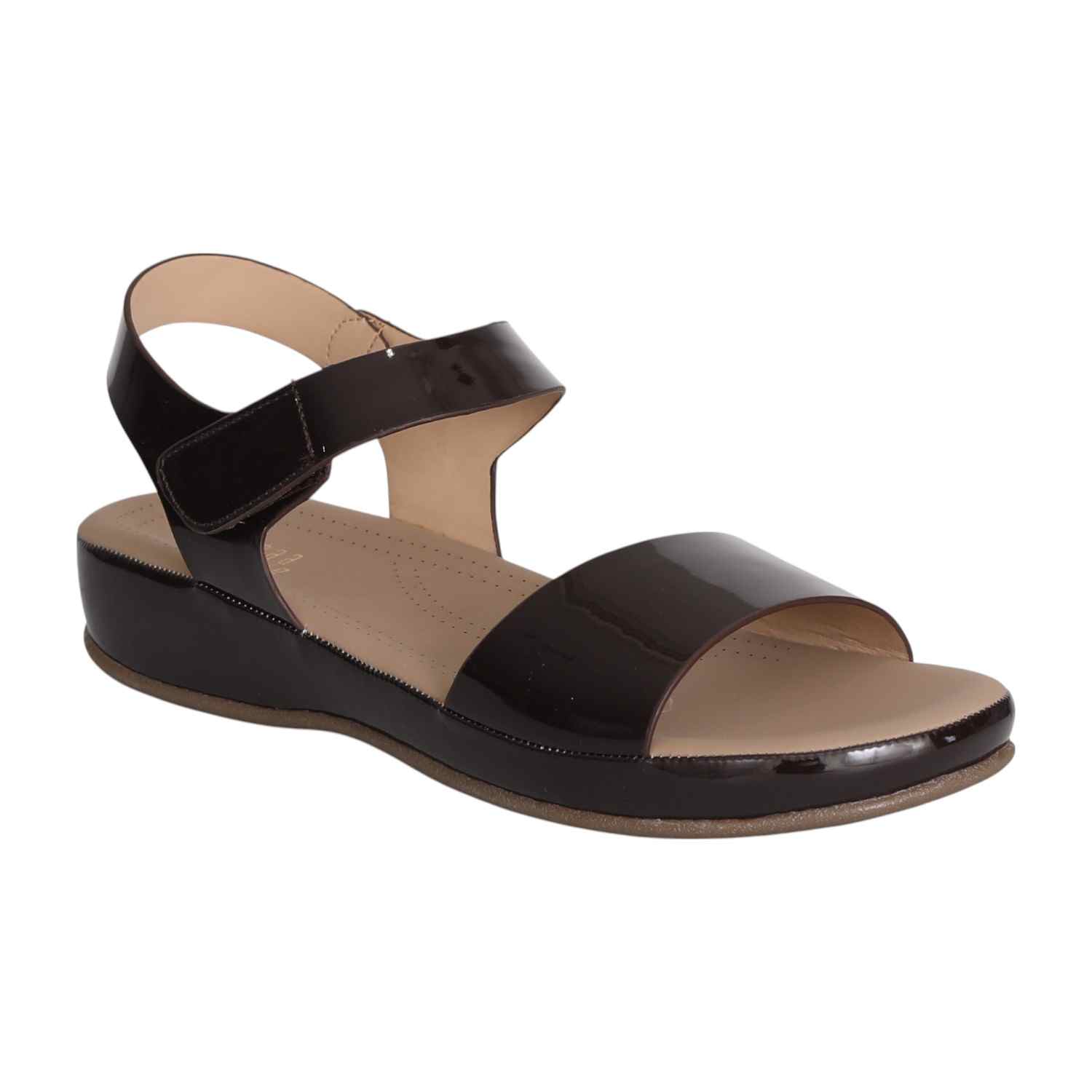 Women’s Brown Glossy Strap Sandals