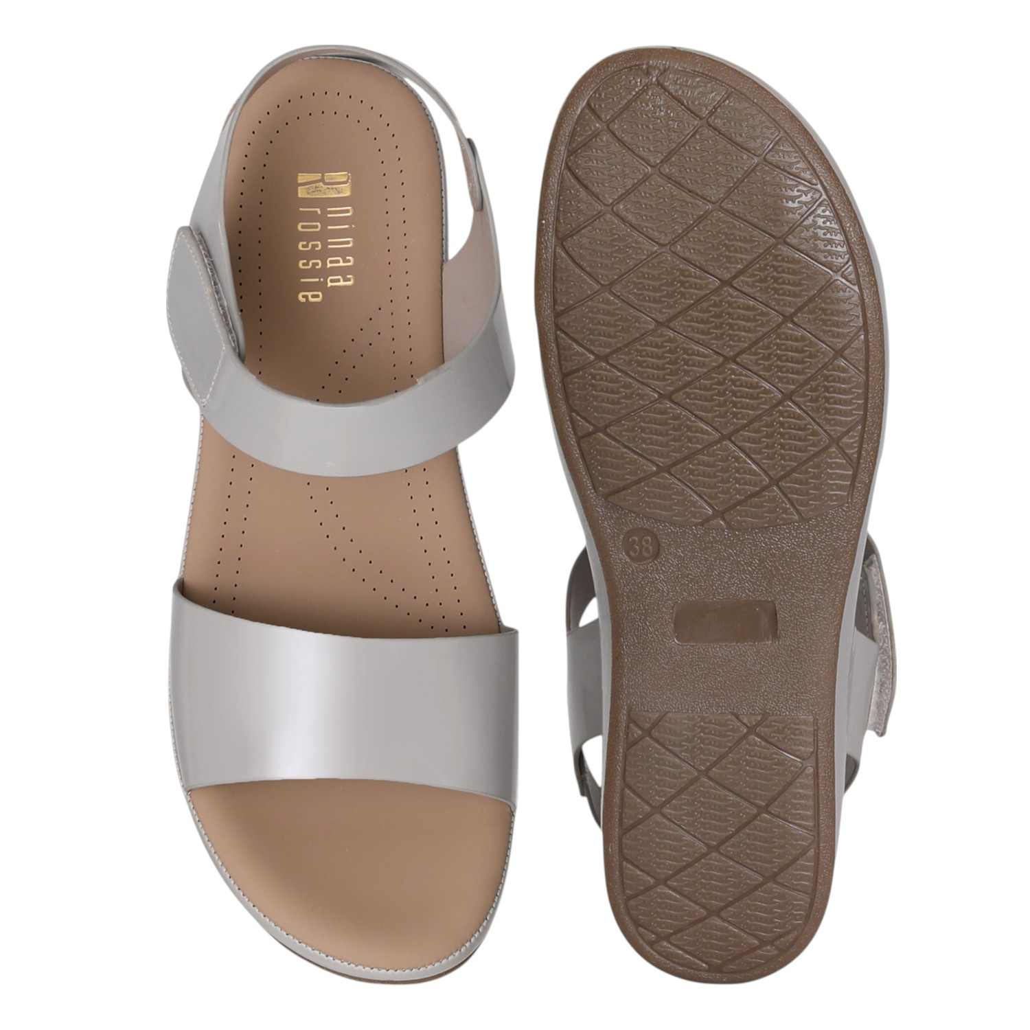 Women’s Grey Glossy Strap Sandals