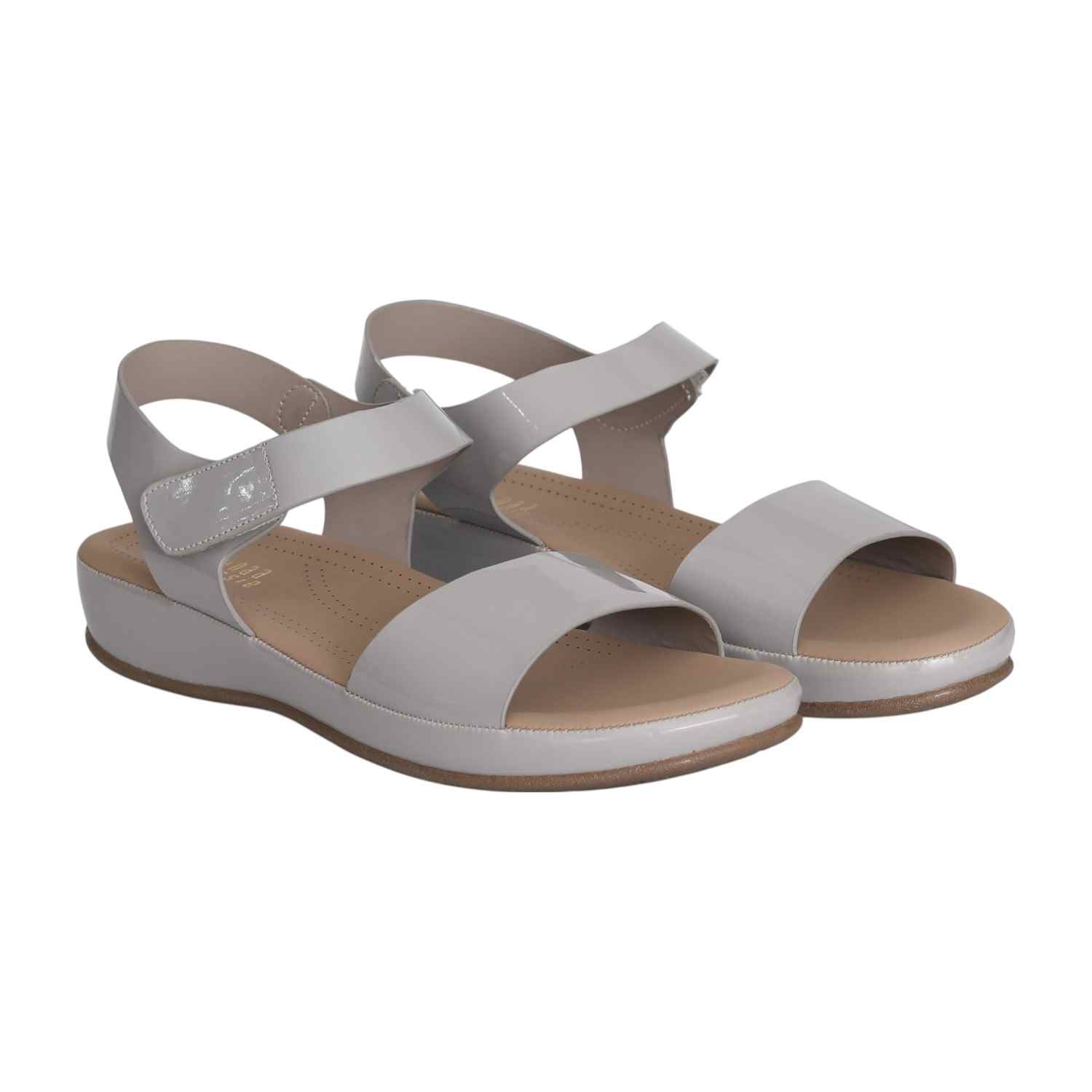 Women’s Grey Glossy Strap Sandals