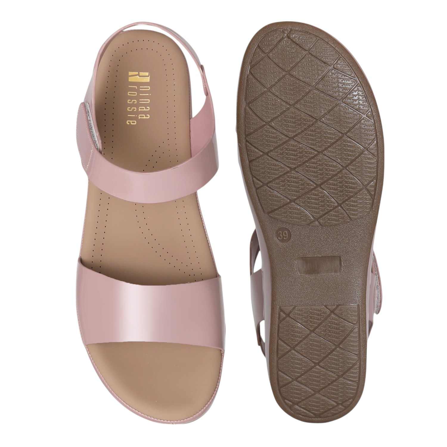 Women’s Peach Glossy Strap Sandals