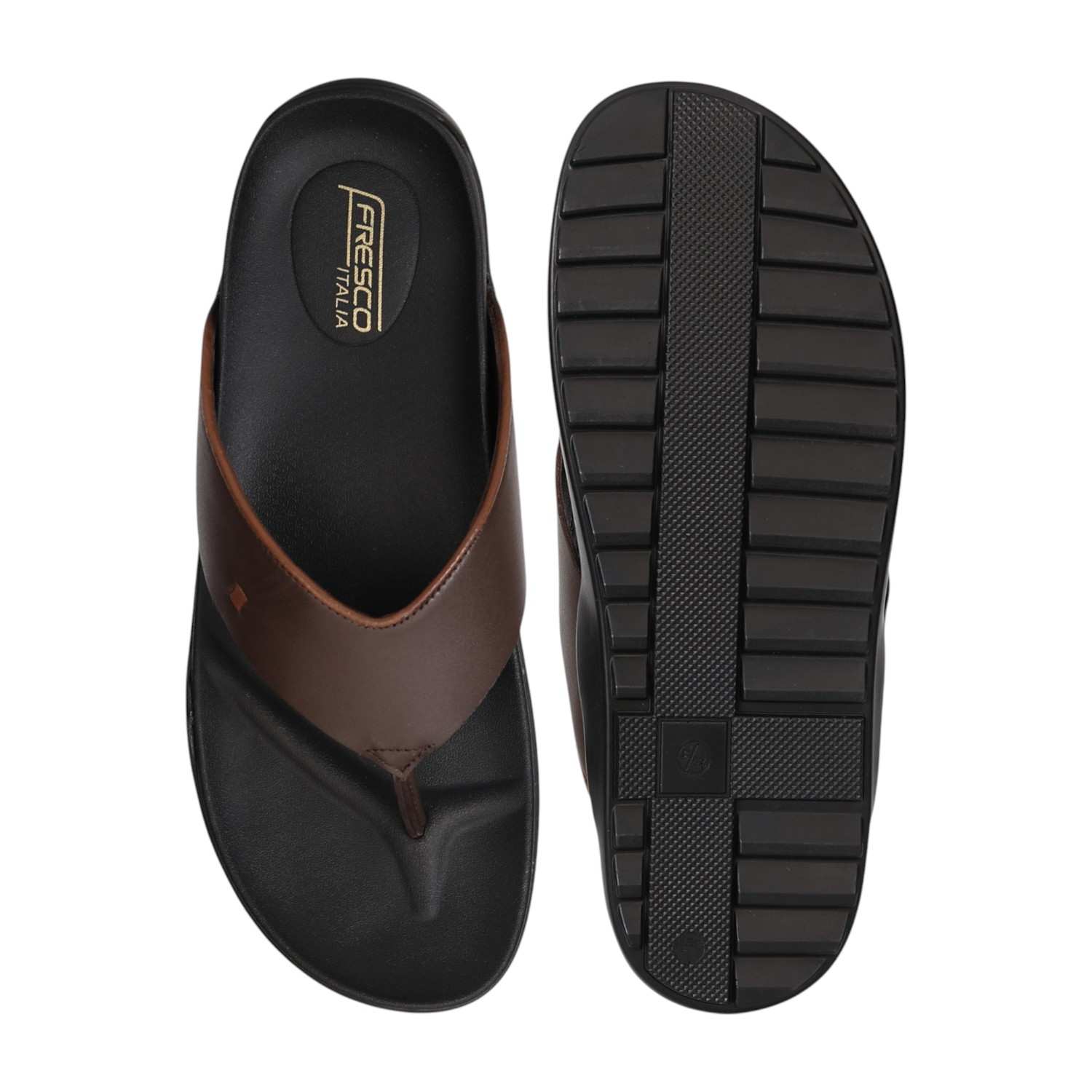 Men Chestnut Brown Comfort Thong Sandals