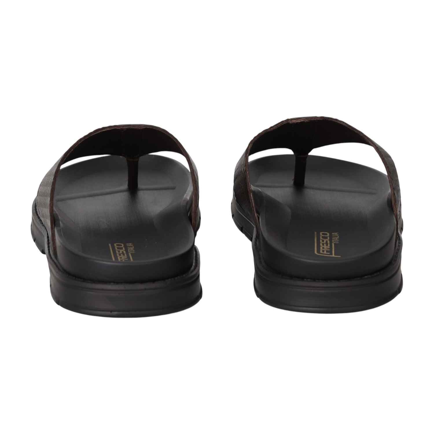 Men Cocoa Brown Textured Thong Sandals