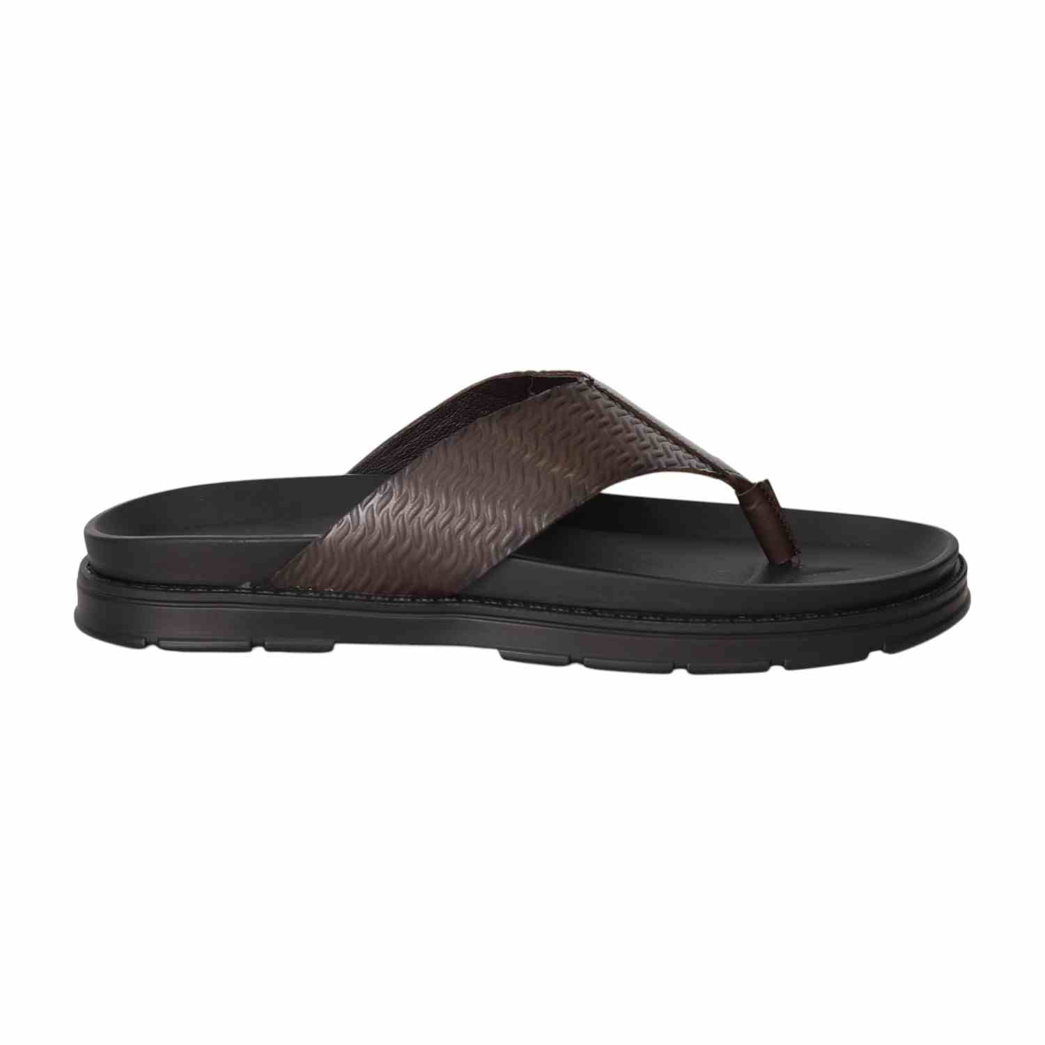 Men Cocoa Brown Textured Thong Sandals