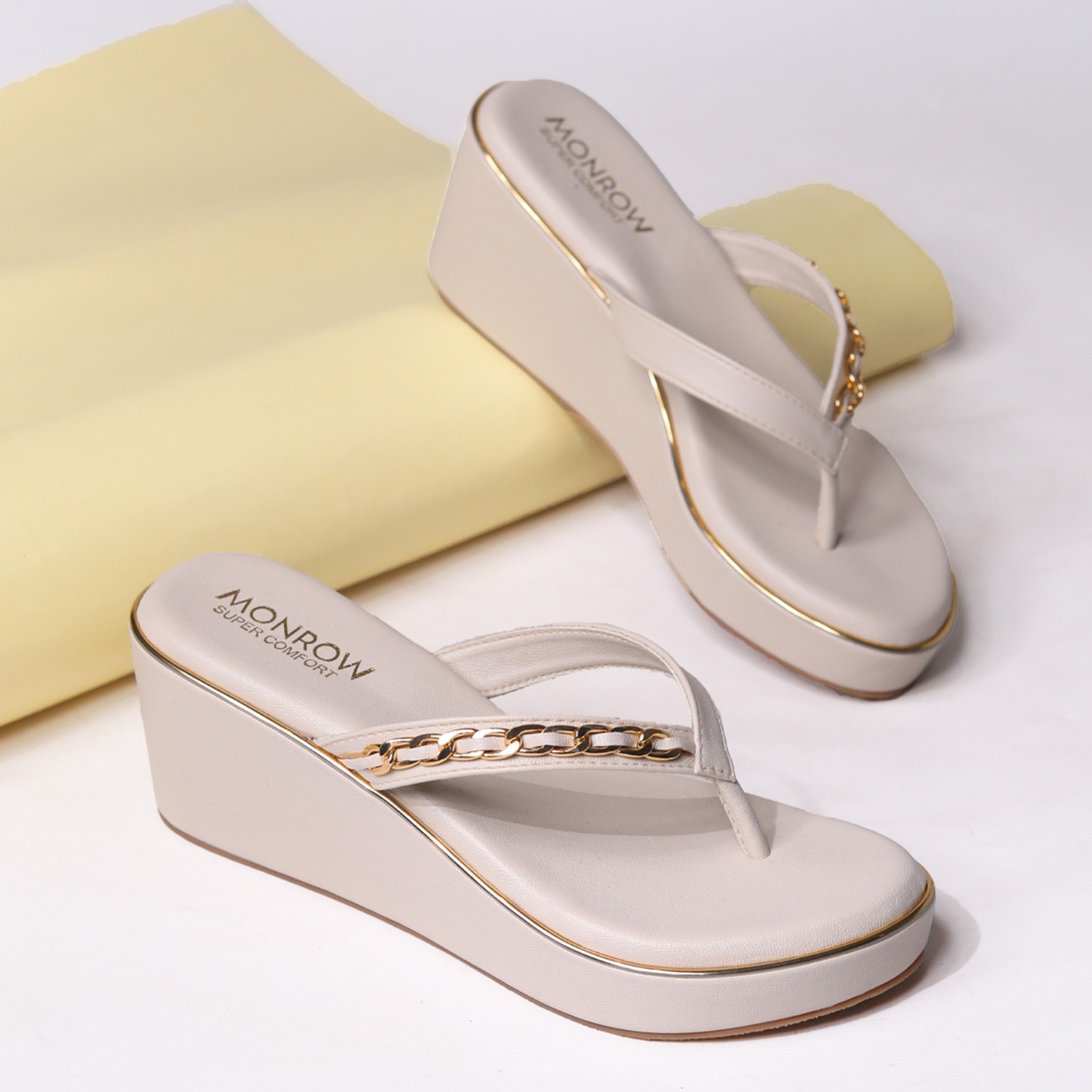 Monrow Rosalie Cream Wedge Heels