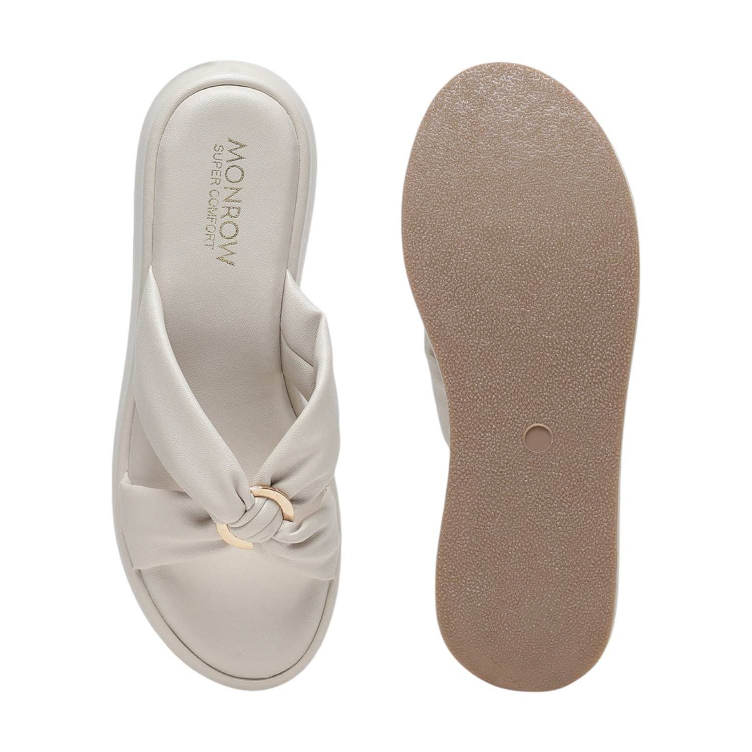 Monrow Alani Cream Wedge Heels