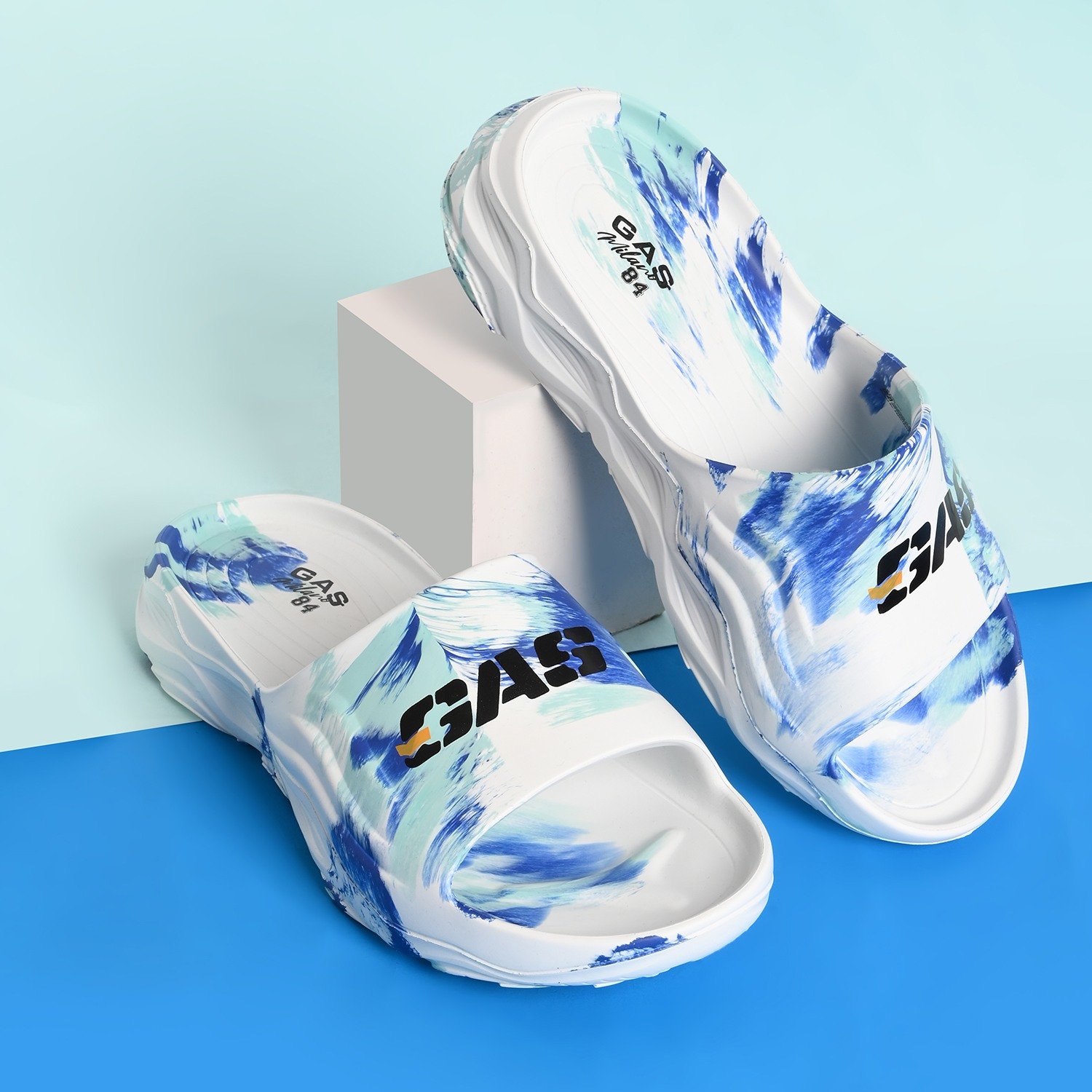 Men Float Mode White blue Sliders