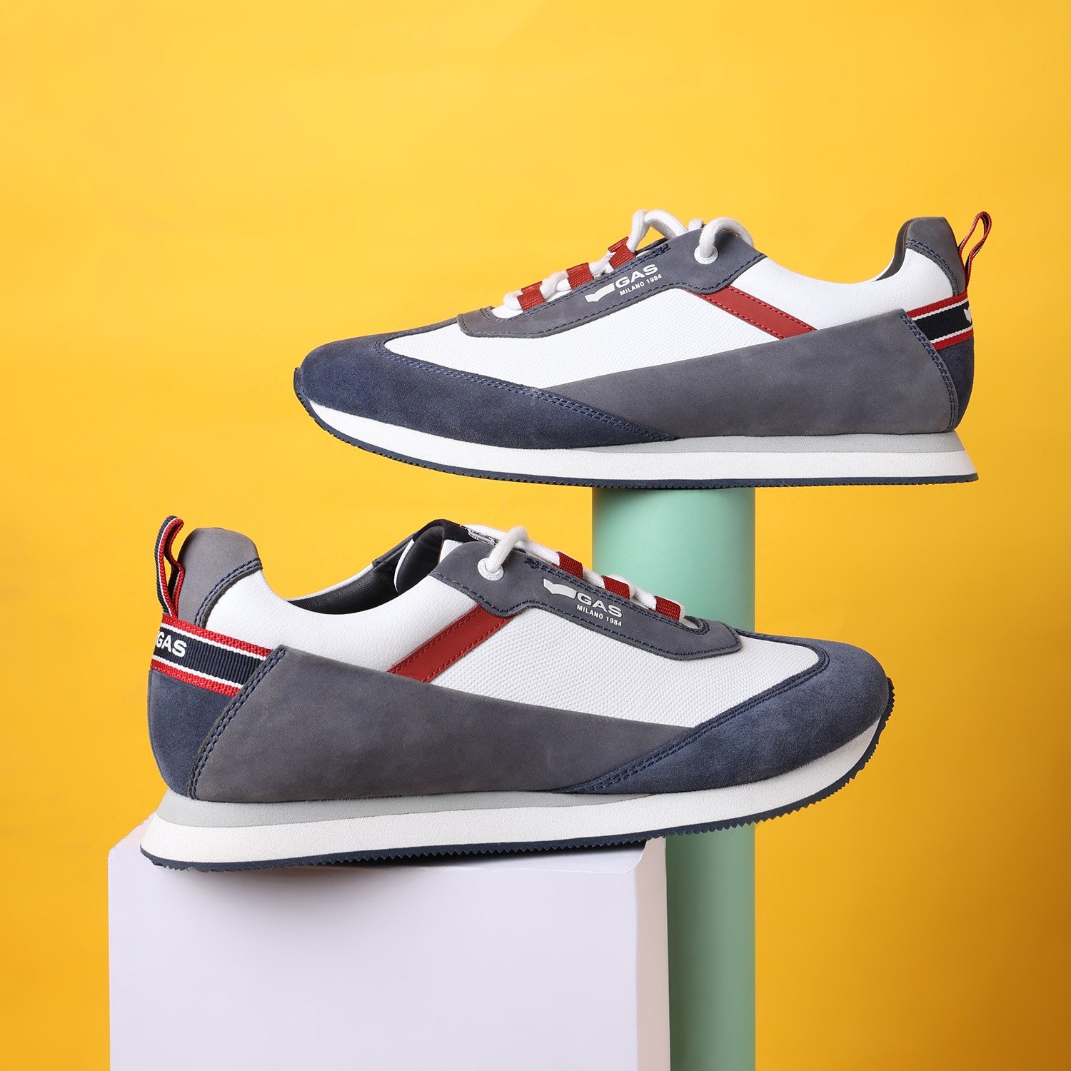 Men Monza Prime White Blue Trainers