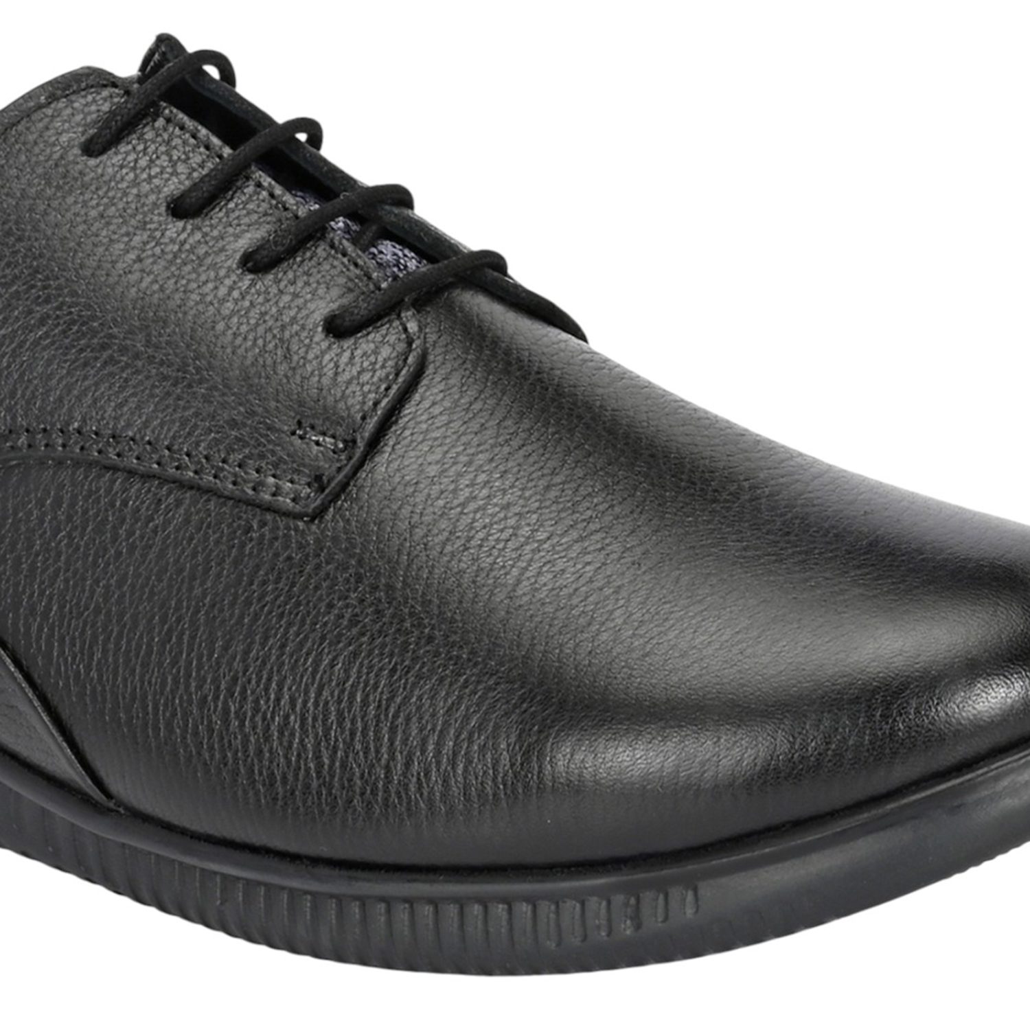 Men Black Comfort Derby Shoe with Pebbled and Smooth Leather