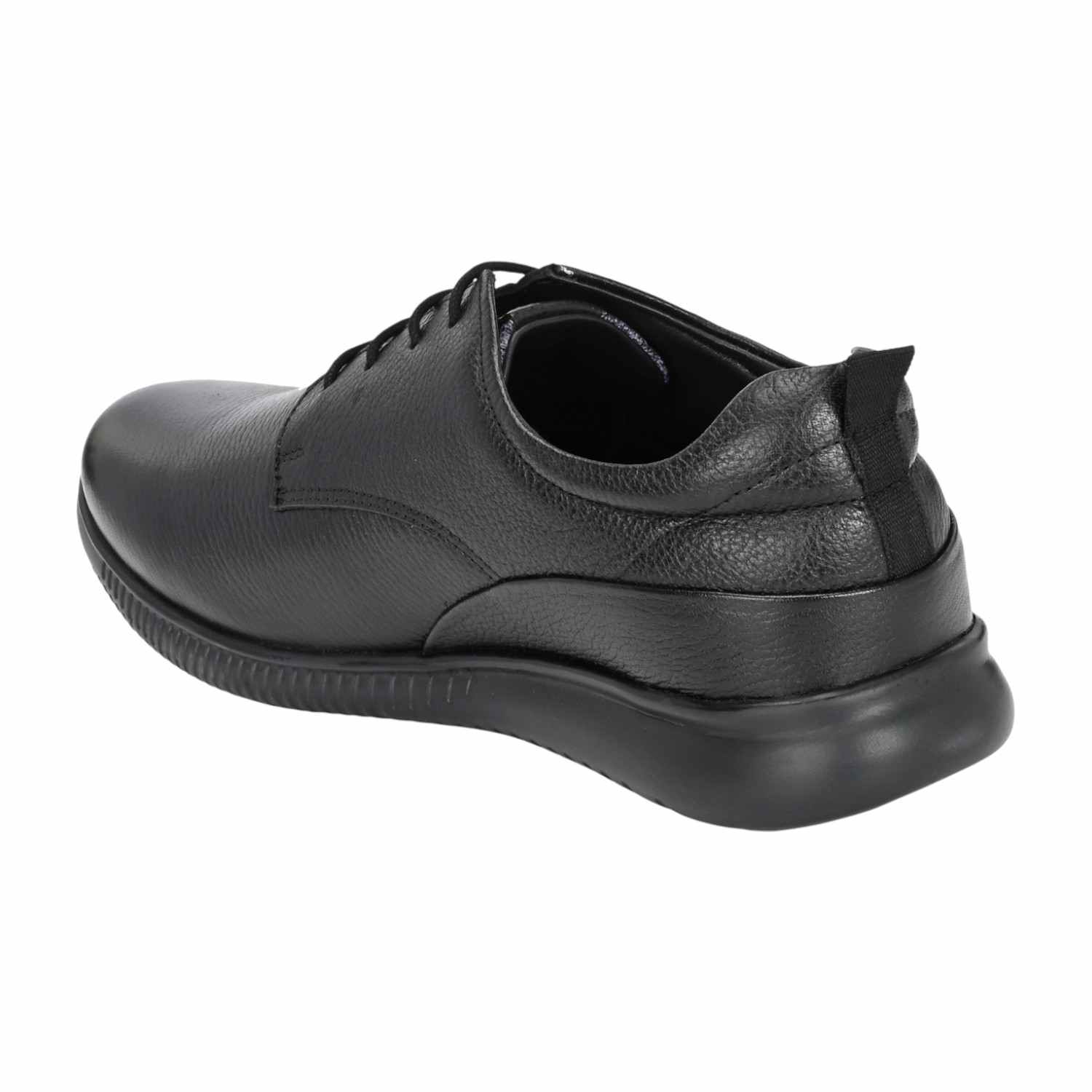 Men Black Comfort Derby Shoe with Pebbled and Smooth Leather