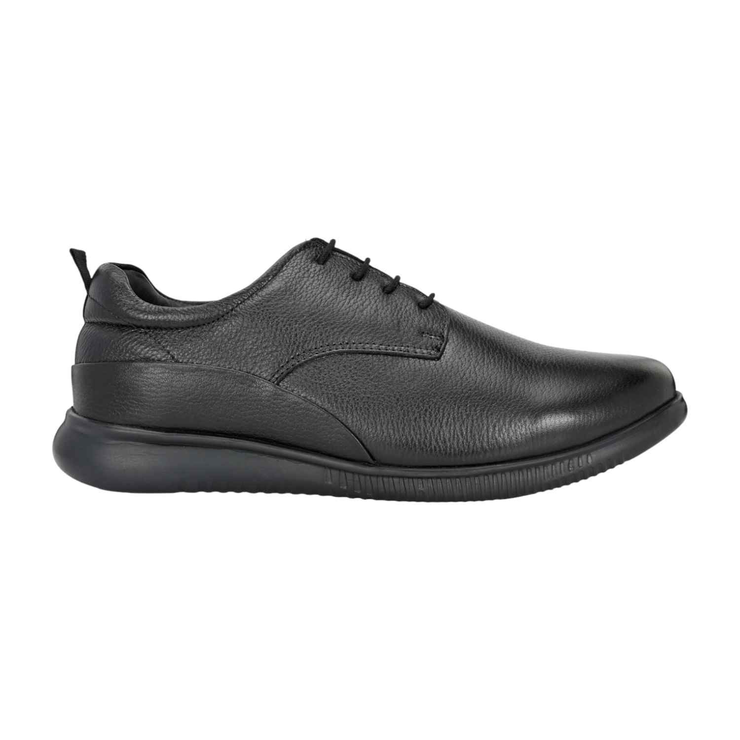 Men Black Comfort Derby Shoe with Pebbled and Smooth Leather