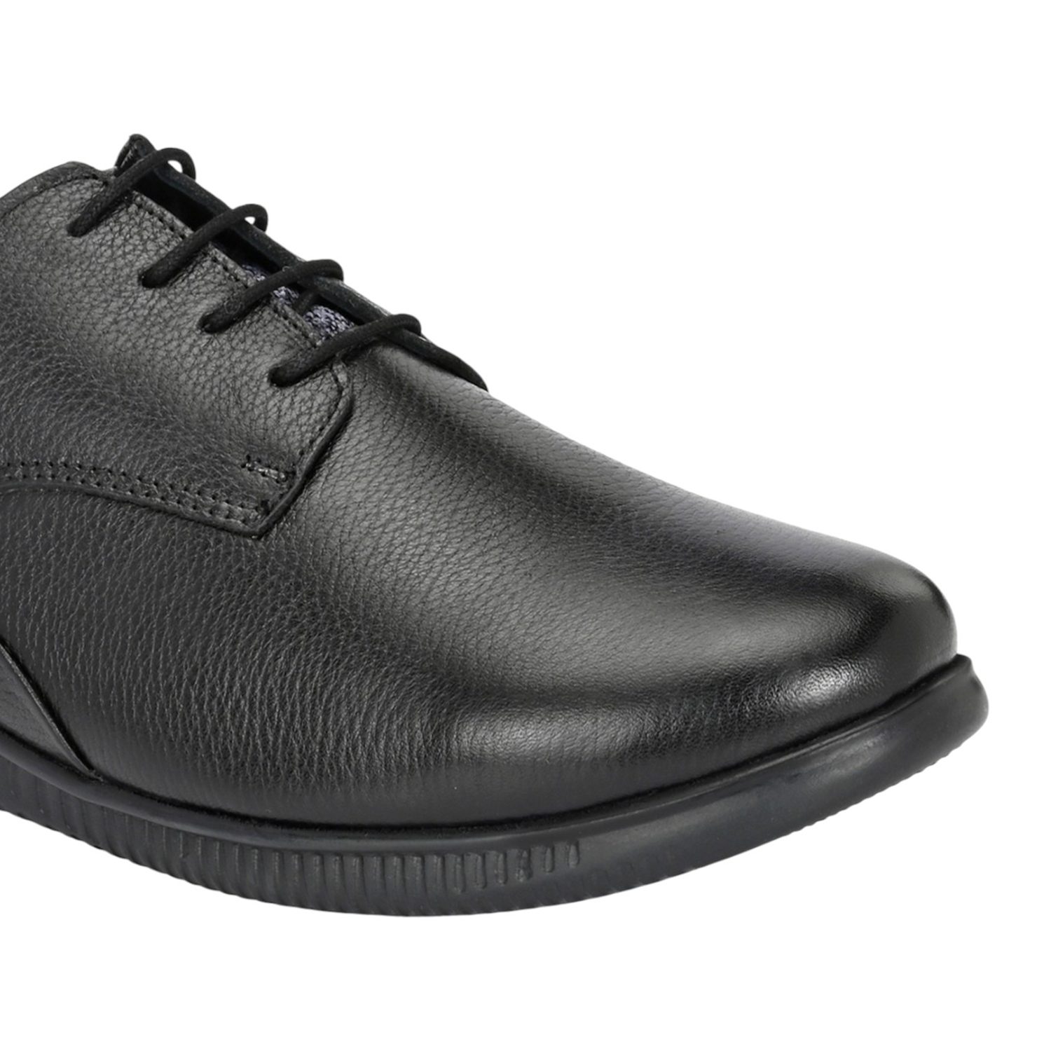Men Black Comfort Derby Shoe with Pebbled and Smooth Leather