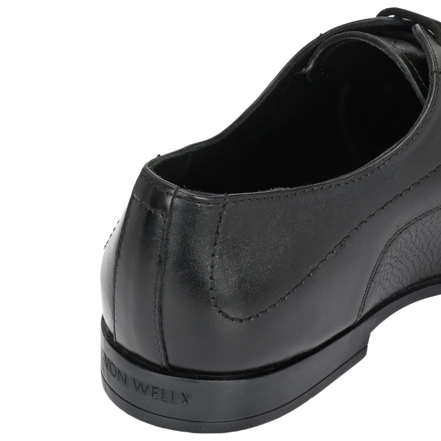 Men Black Leather Cap-Toe Formal Shoes
