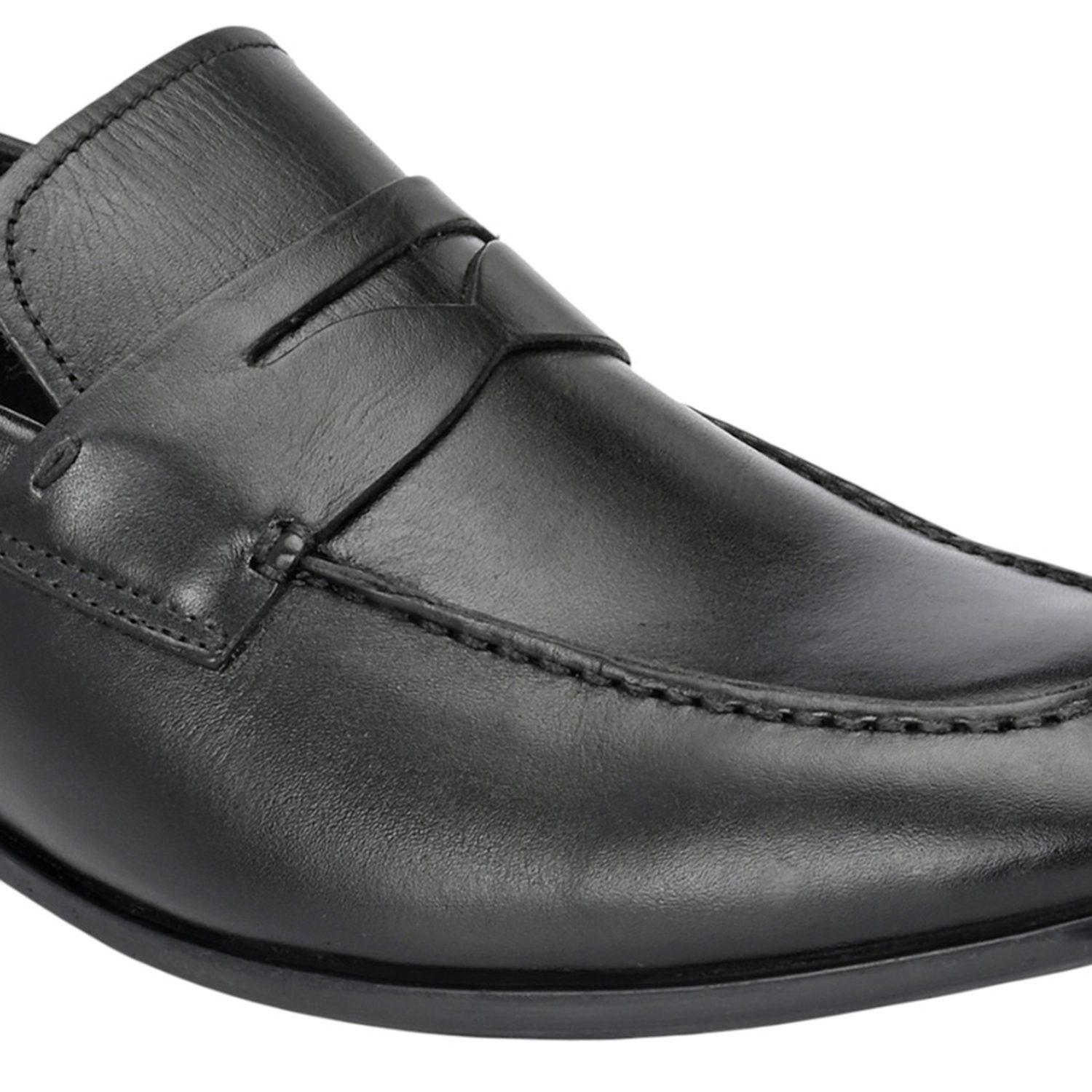 Men Black Leather Penny Loafers
