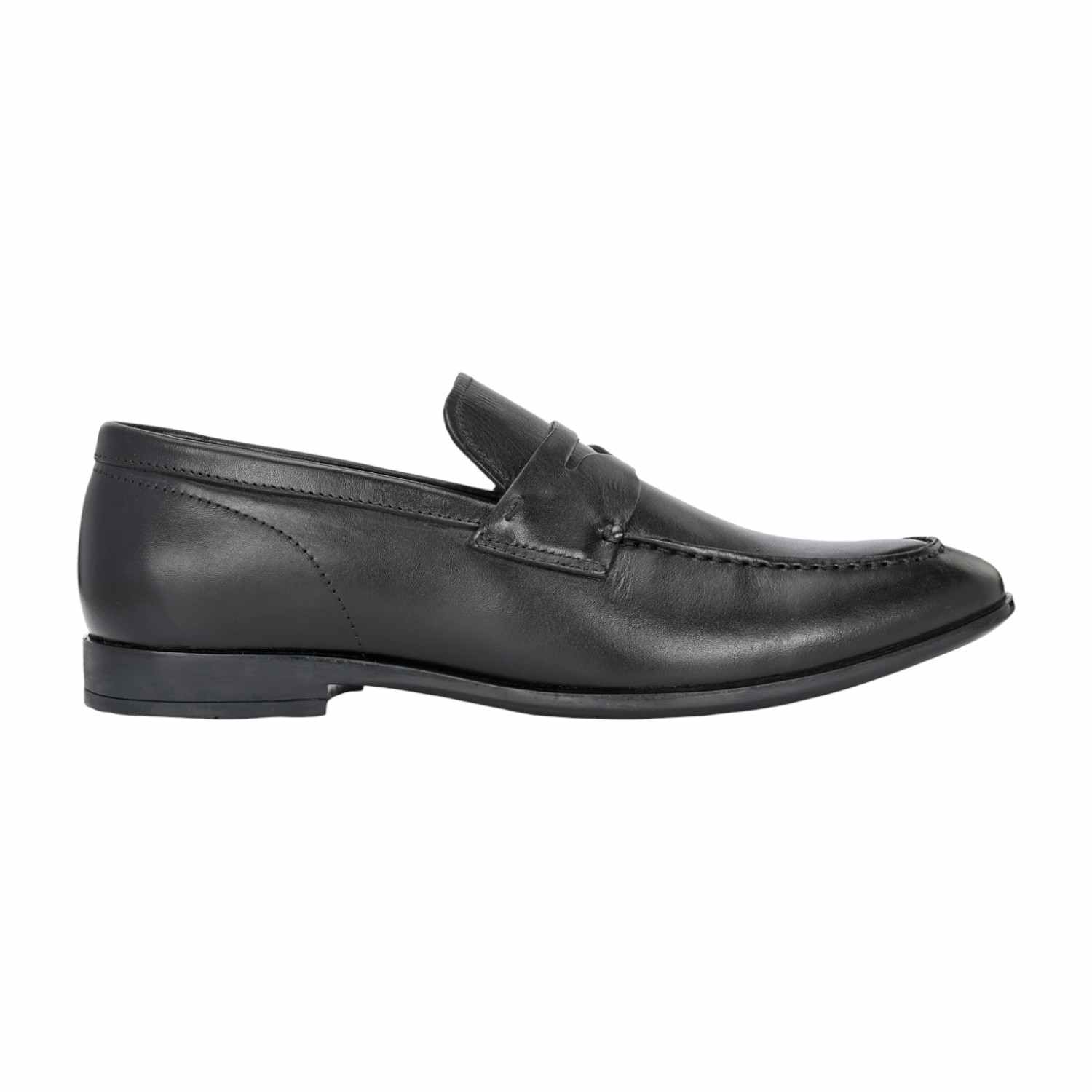 Men Black Leather Penny Loafers