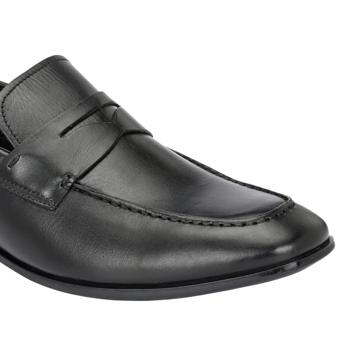 Men Black Leather Penny Loafers
