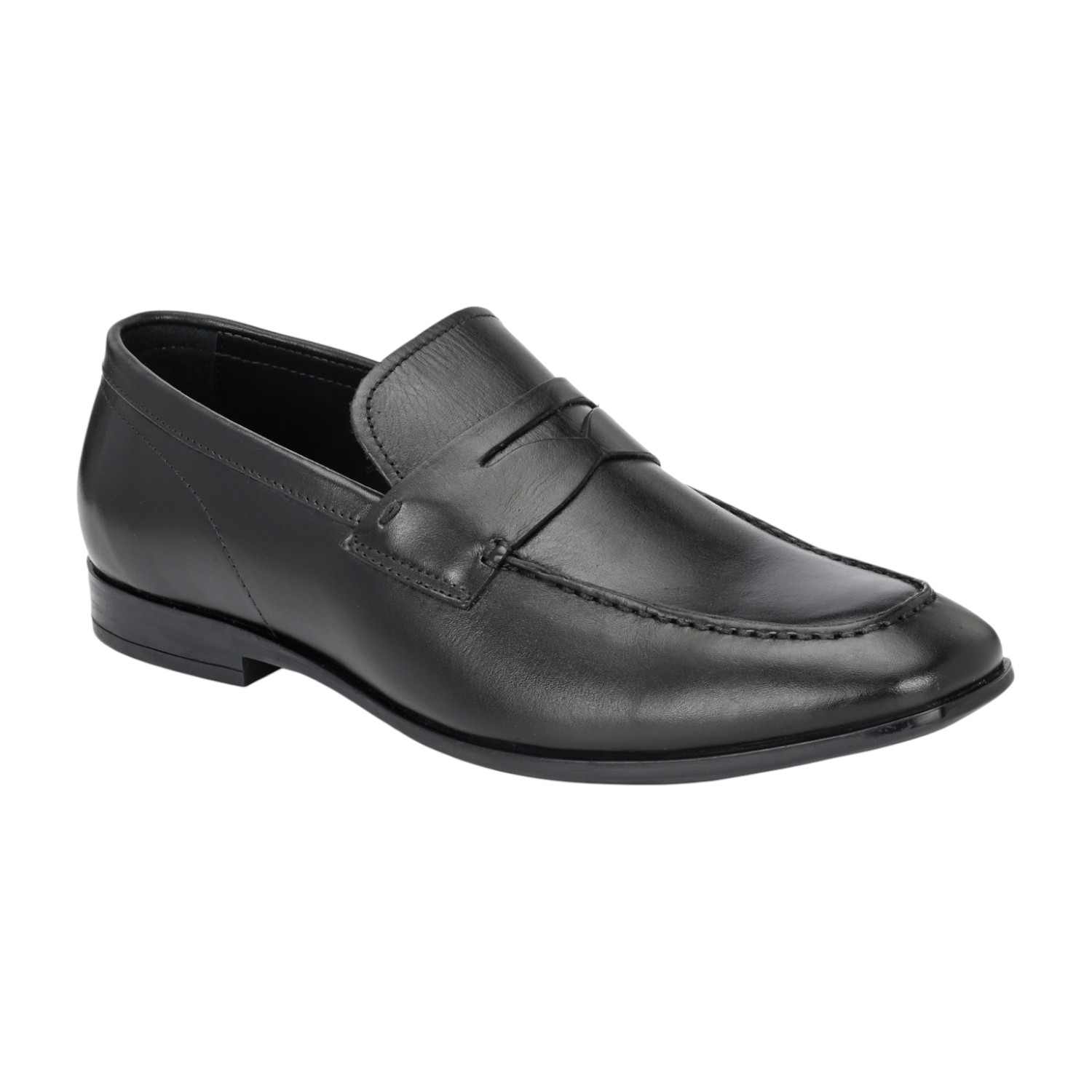 Men Black Leather Penny Loafers
