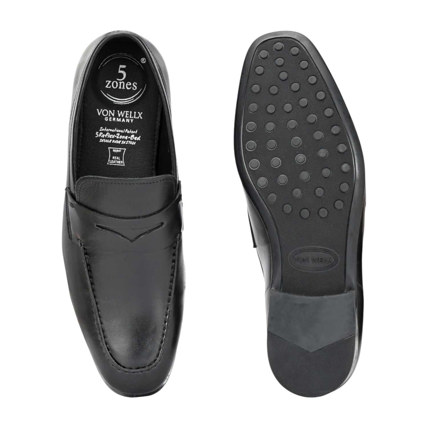 Men Black Leather Penny Loafers