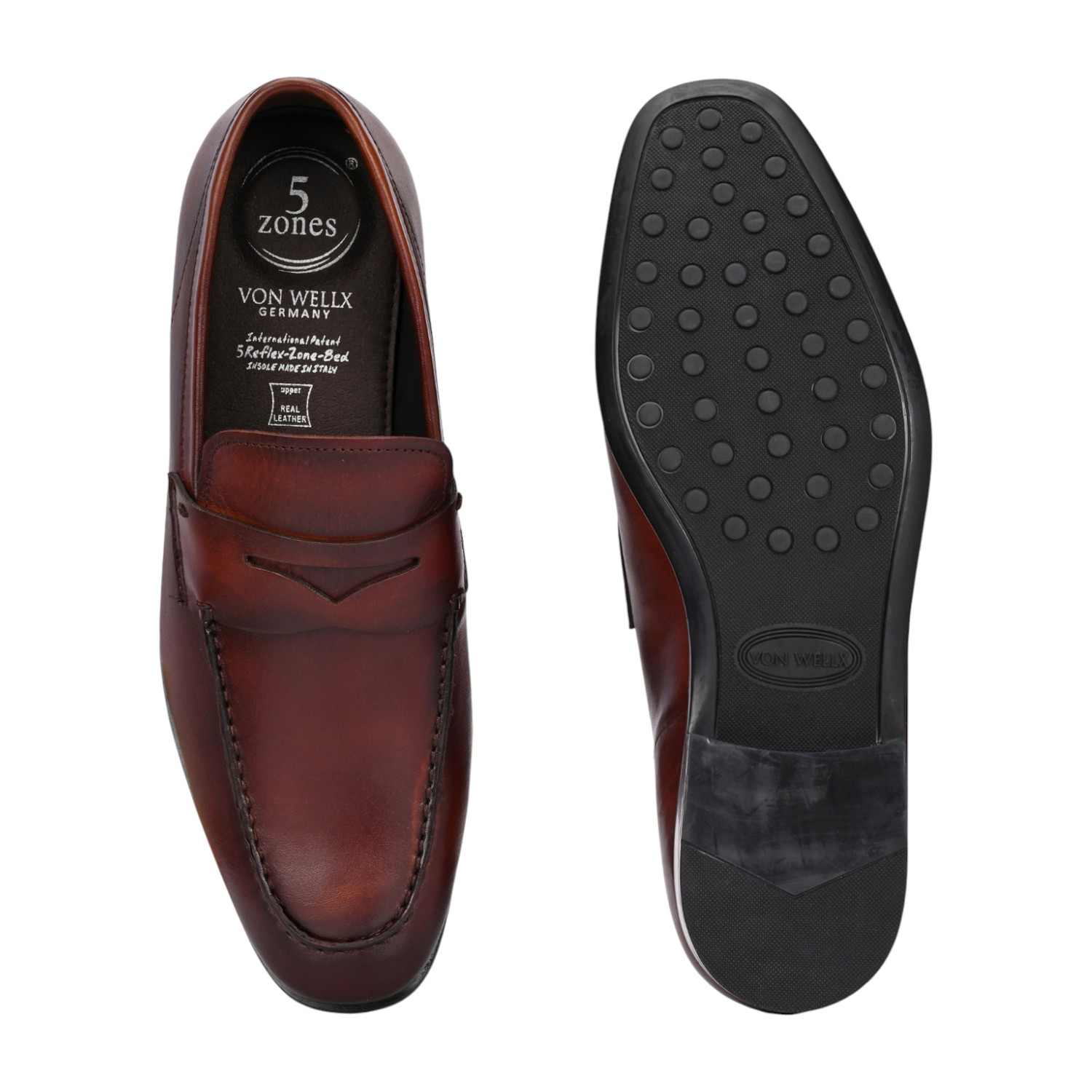 Men Brown Leather Penny Loafers