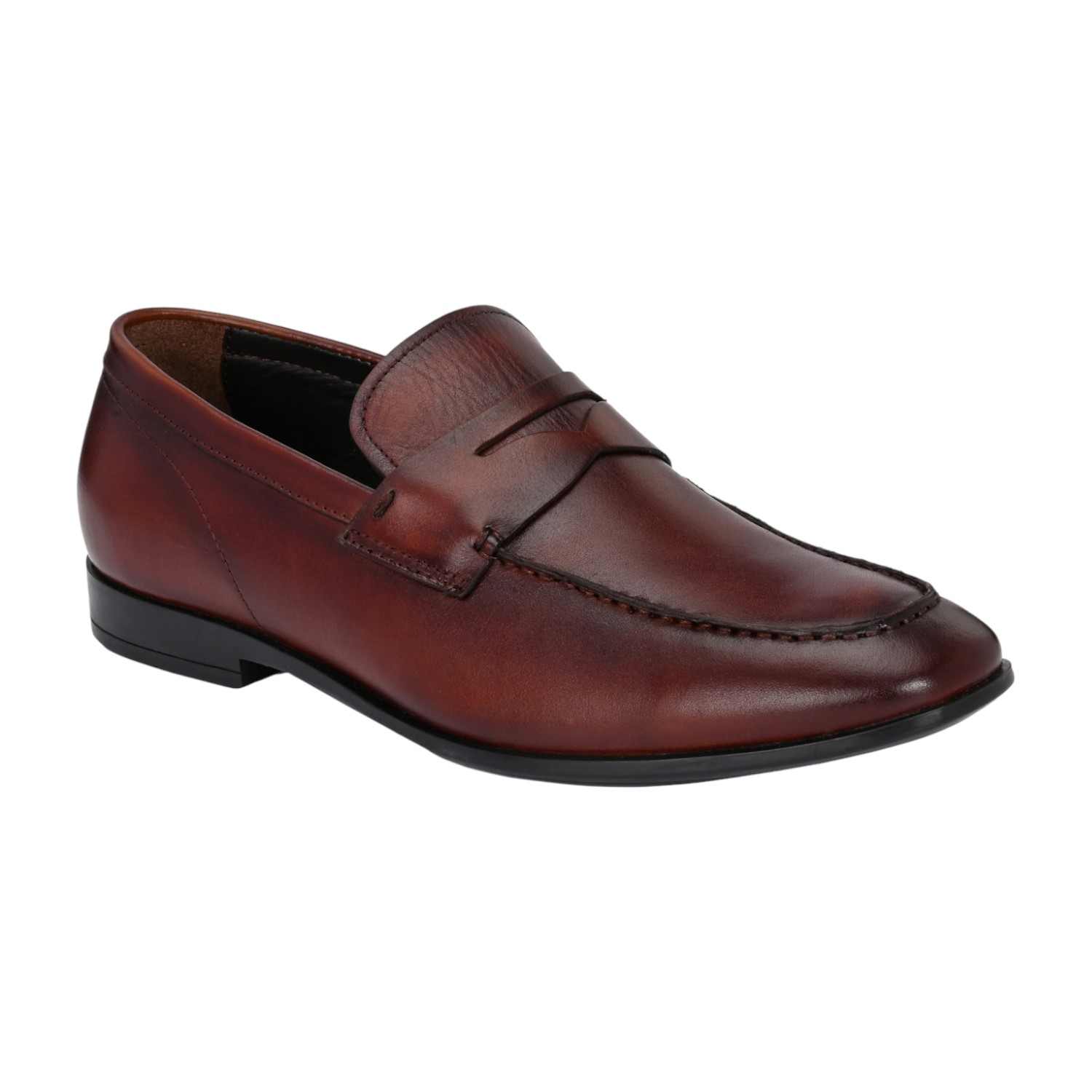 Men Brown Leather Penny Loafers
