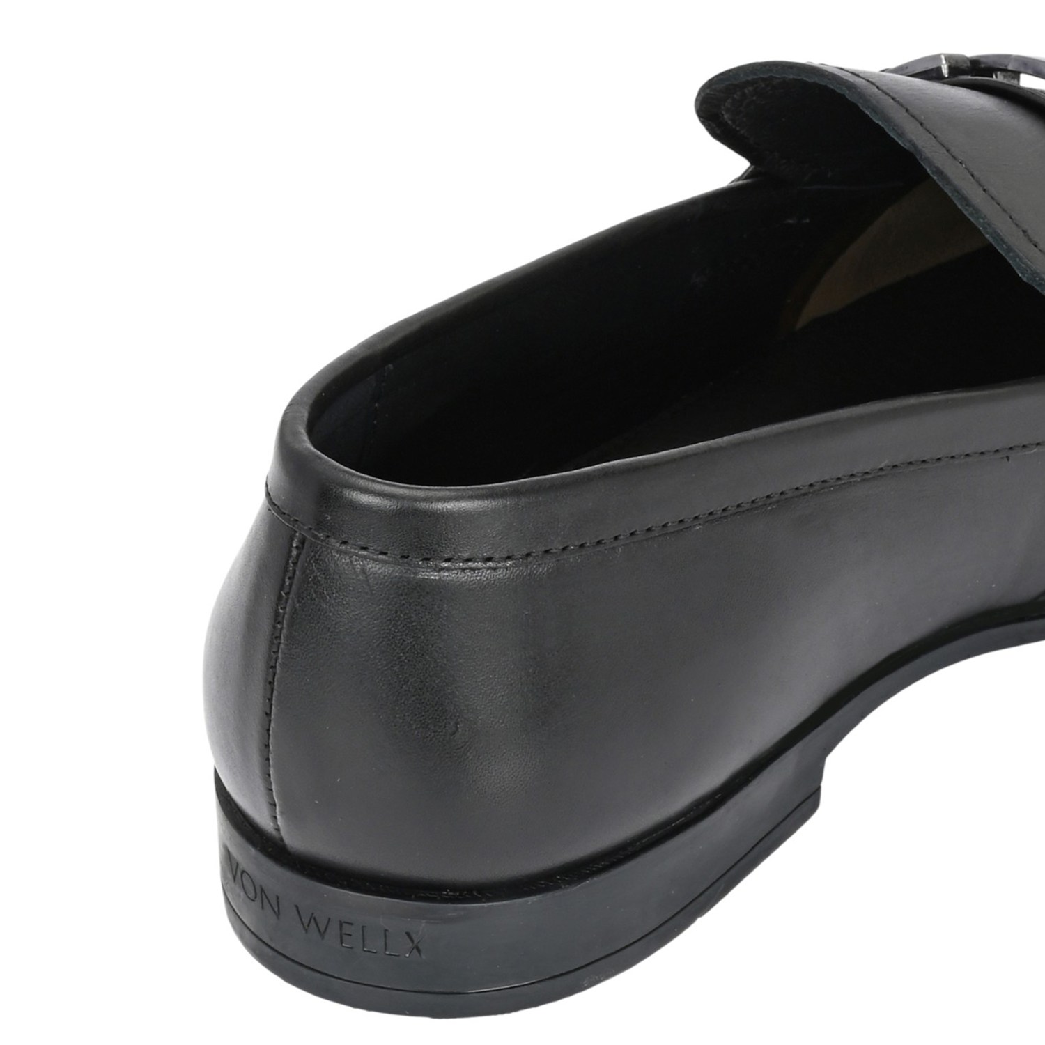 Men Black Leather Bit Loafers with Silver-Tone