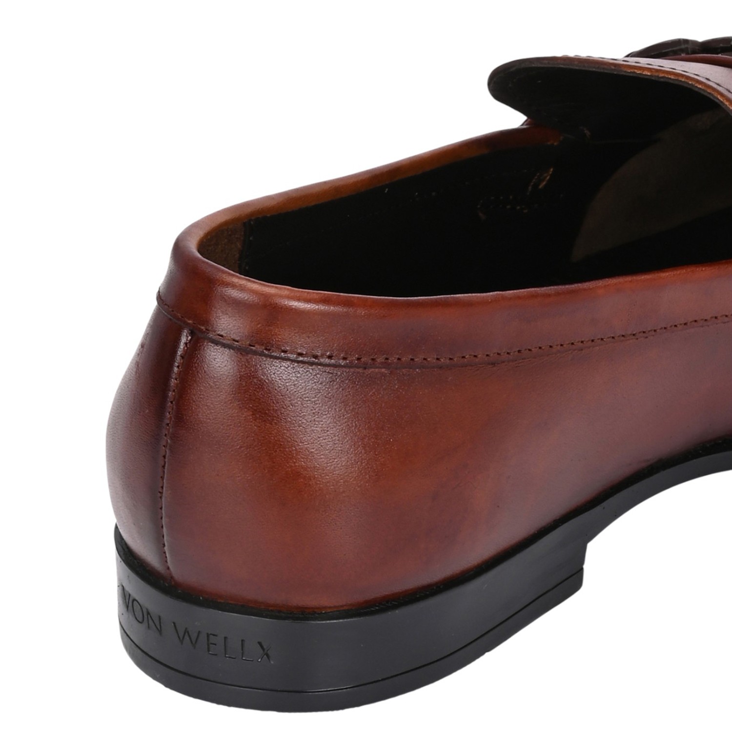 Men Brown Leather Bit Loafers with Silver-Tone