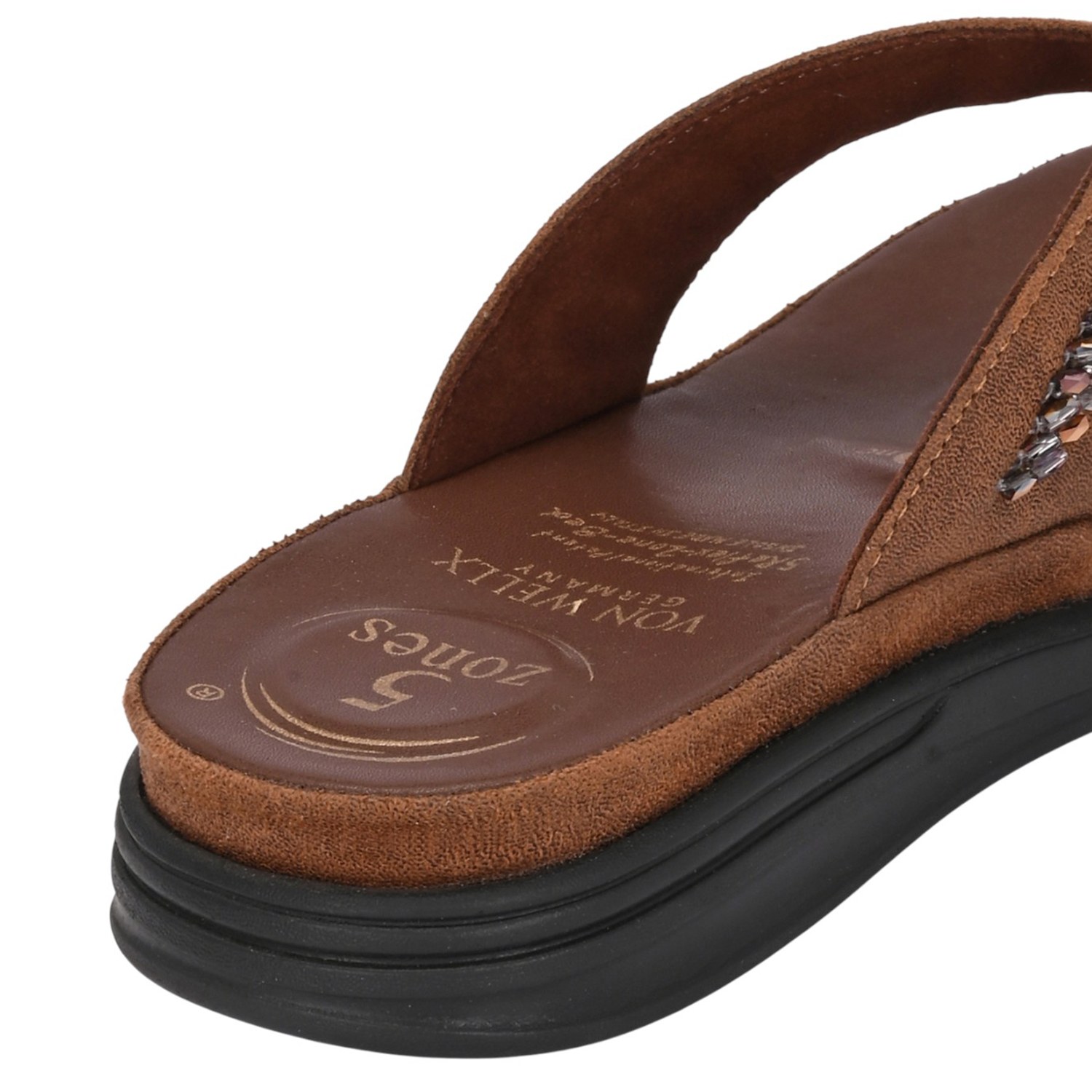 Women Brown Thong Sandal with Chain-Detail Strap