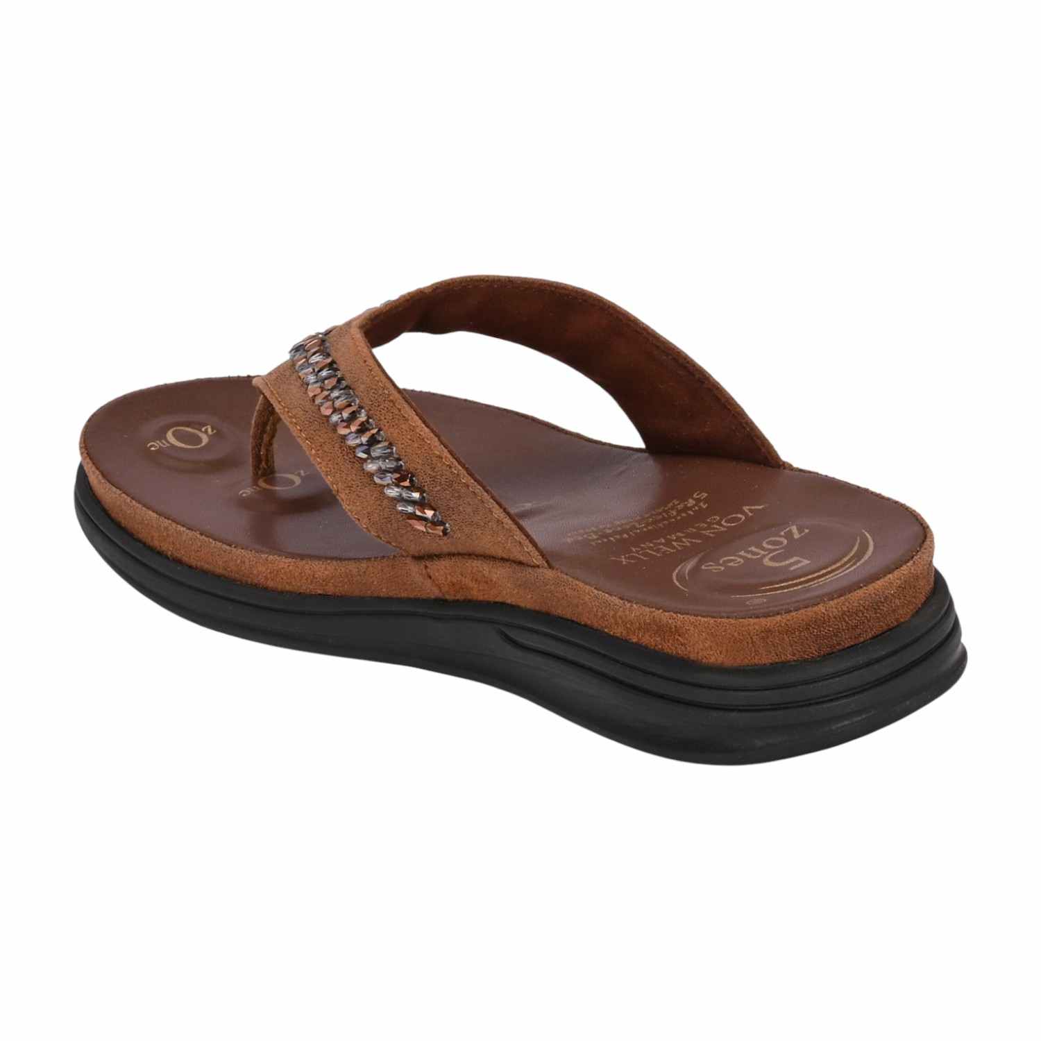 Women Brown Thong Sandal with Chain-Detail Strap