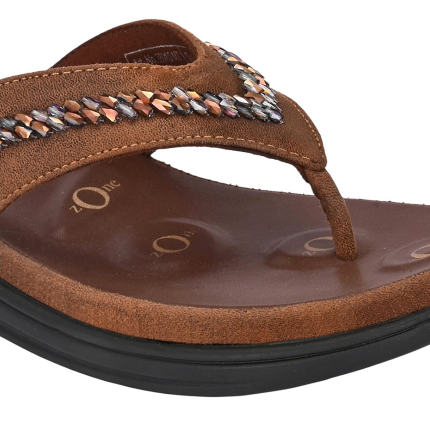 Women Brown Thong Sandal with Chain-Detail Strap