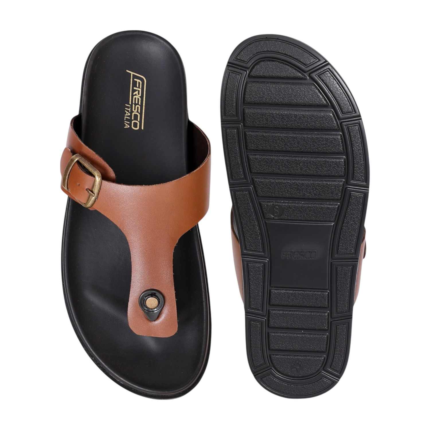 Men Dark Tan Classic Comfort Thongs