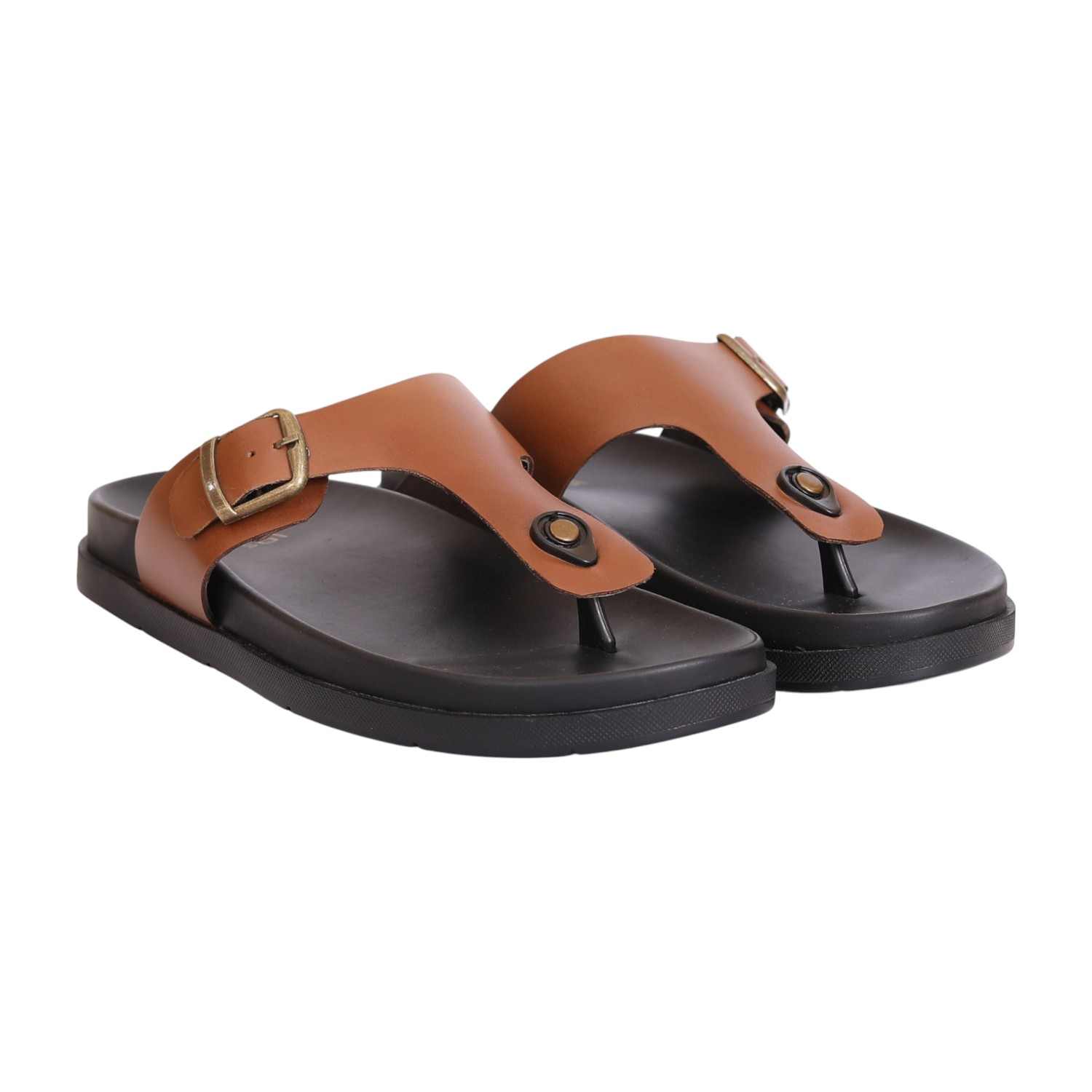 Men Dark Tan Classic Comfort Thongs