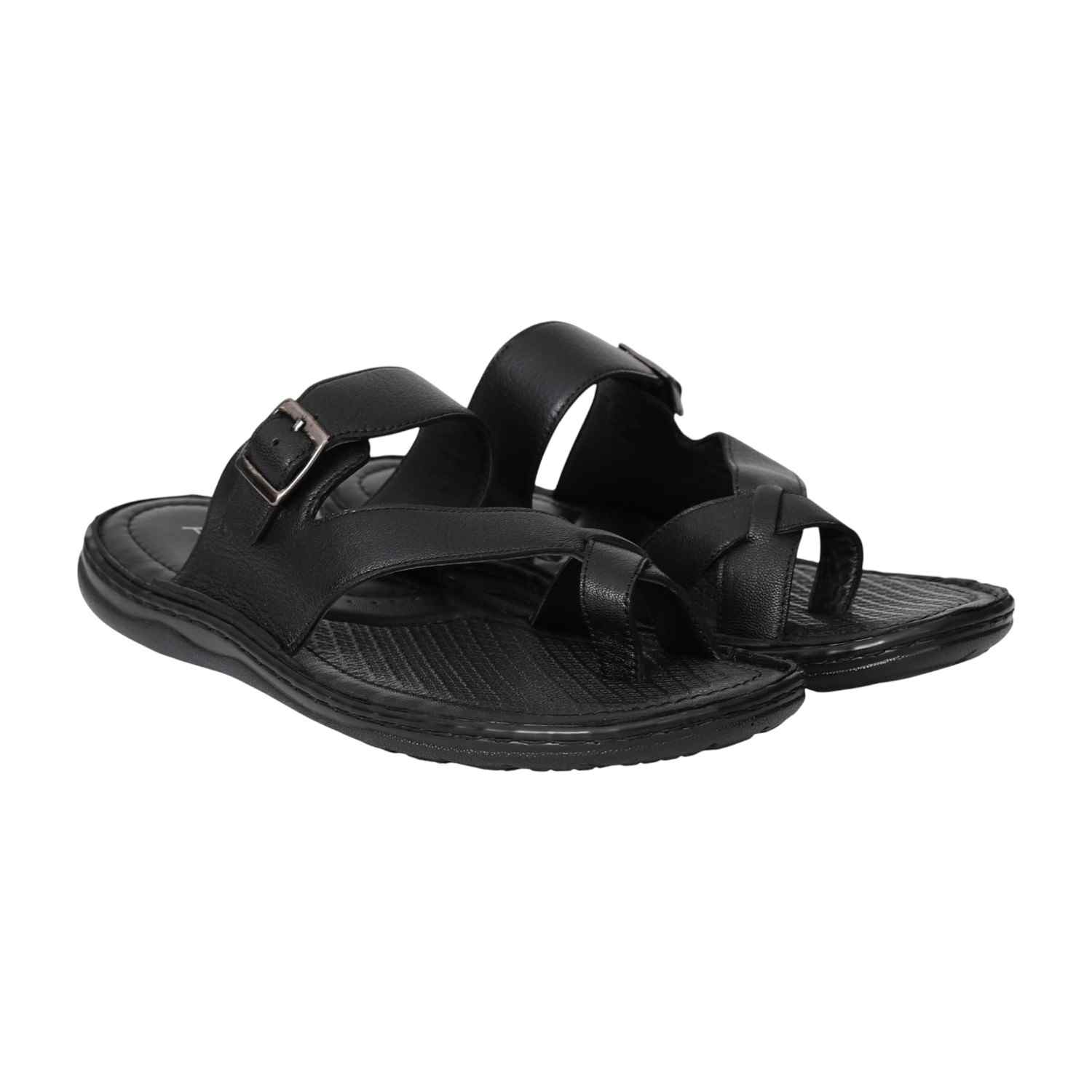 Men Black VintageWalk Chappals