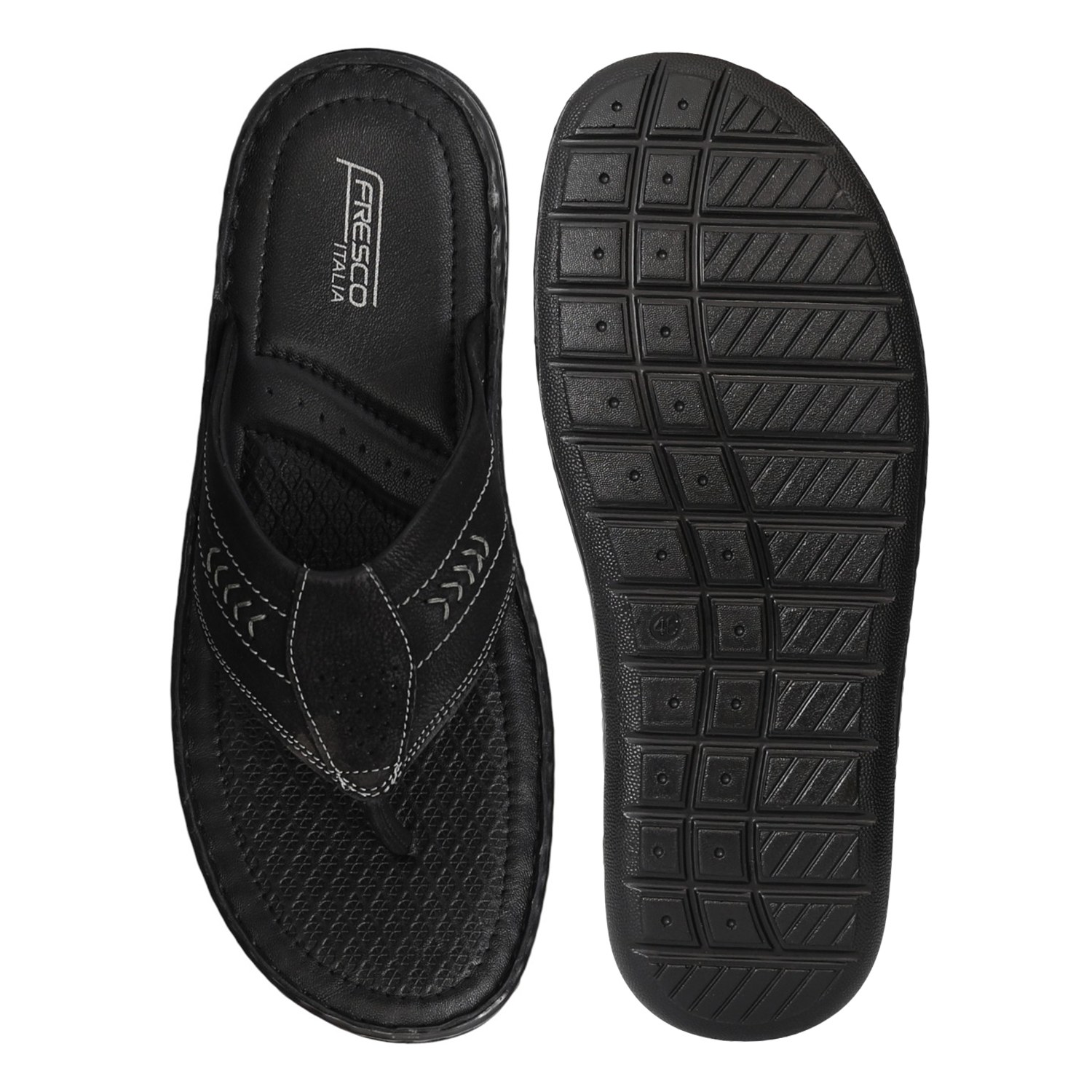 Men Black DuraStep Thong Chappals