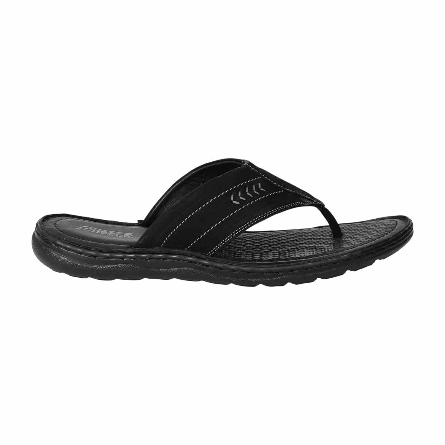Men Black DuraStep Thong Chappals